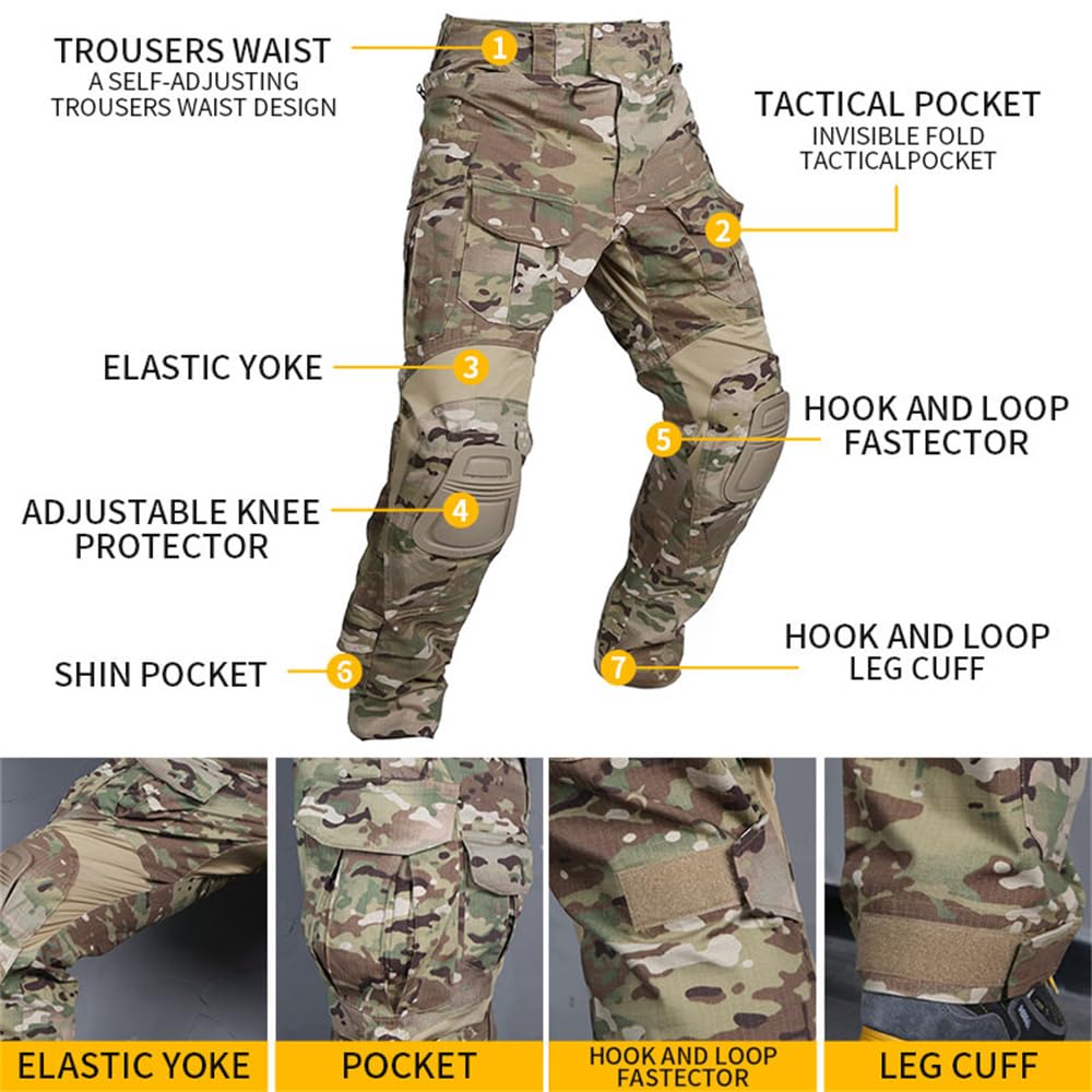 EmersonGear Men's Tactical G3 Combat Pants - Ripstop Military BDU Pants for Outdoor Hiking, Airsoft & Tactical Training