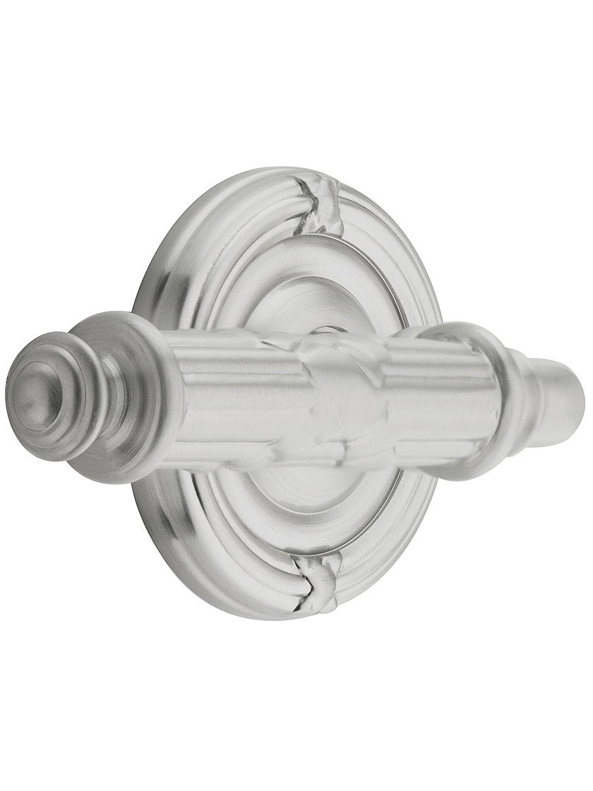 Emtek Ribbon and Reed Door Set with Matching Lever Handles - Right Hand Privacy in Satin Nickel Finish | Modern Interior Door Hardware for Bedroom, Bathroom & Closet