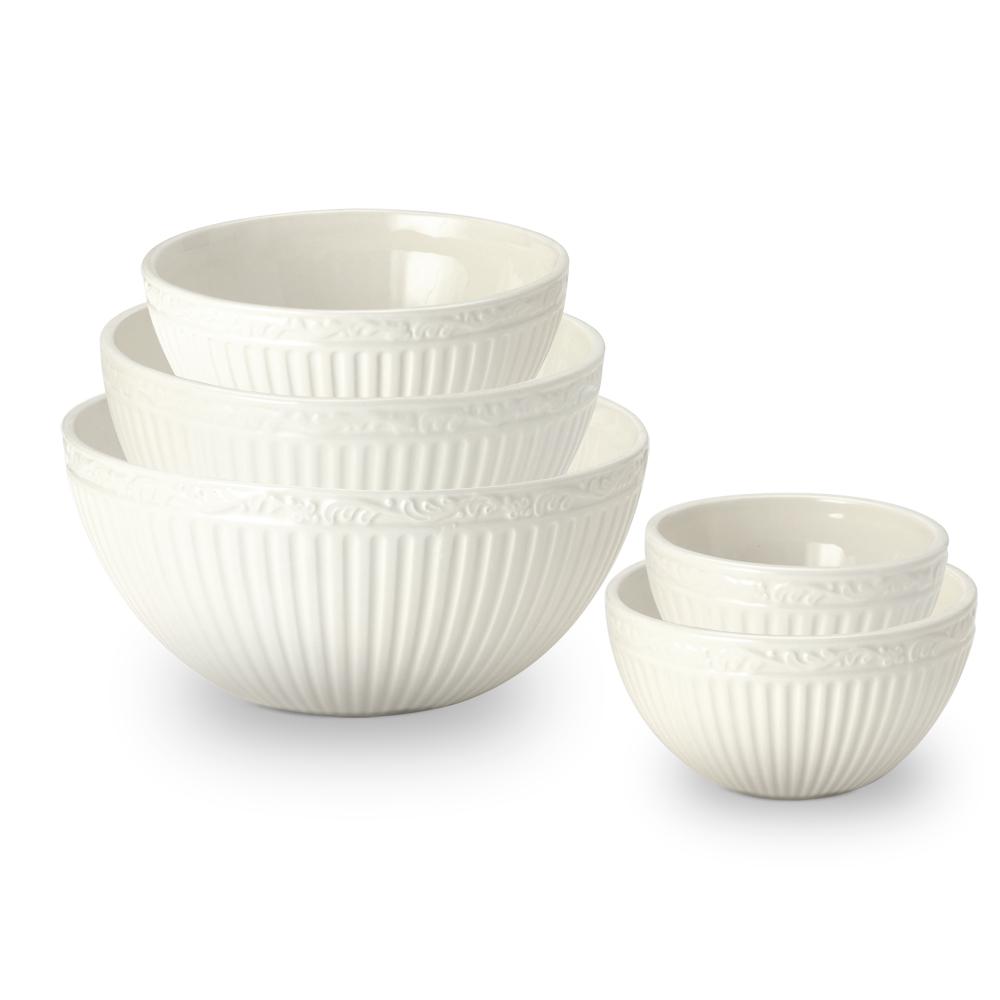 Italian Countryside® Stacking Bowls Set of 5 - Ceramic Nesting Bowls for Kitchen, Serving, Mixing & Food Storage | Perfect for Salads, Snacks, Pasta & Meal Prep