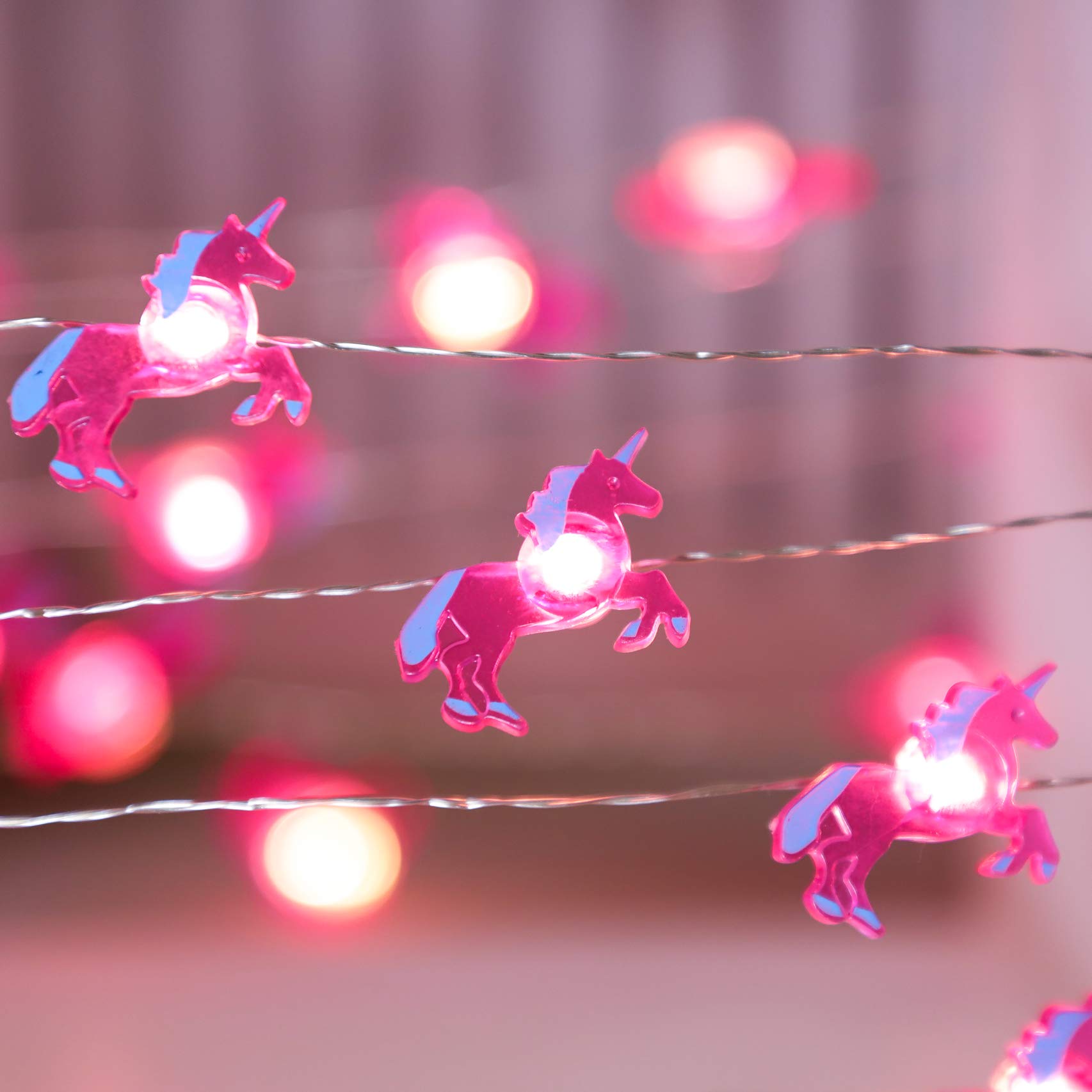 Pink Unicorn String Lights 10FT - 30 LED Fairy Lights with Remote Control, Battery or USB Powered - Perfect for Birthday Parties, Weddings, Graduations, Girls Room Decor & Nursery Lighting