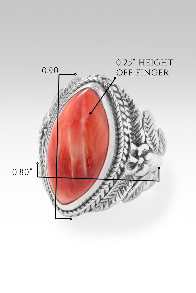 Floral Harmony Ring™ in Red Spiny Oyster Shell - Elegant Boho Jewelry for Women, Handmade Statement Ring - Perfect for Weddings, Parties & Everyday Wear