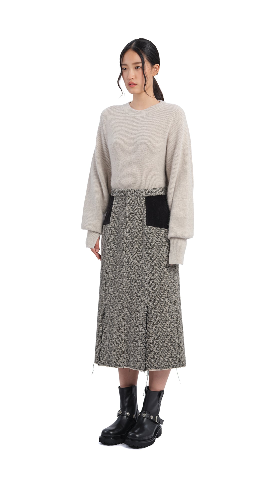 Stylish Herringbone Pencil Skirt for Women - Classic Office & Party Wear - Perfect for Work, Cocktail Events & Formal Occasions
