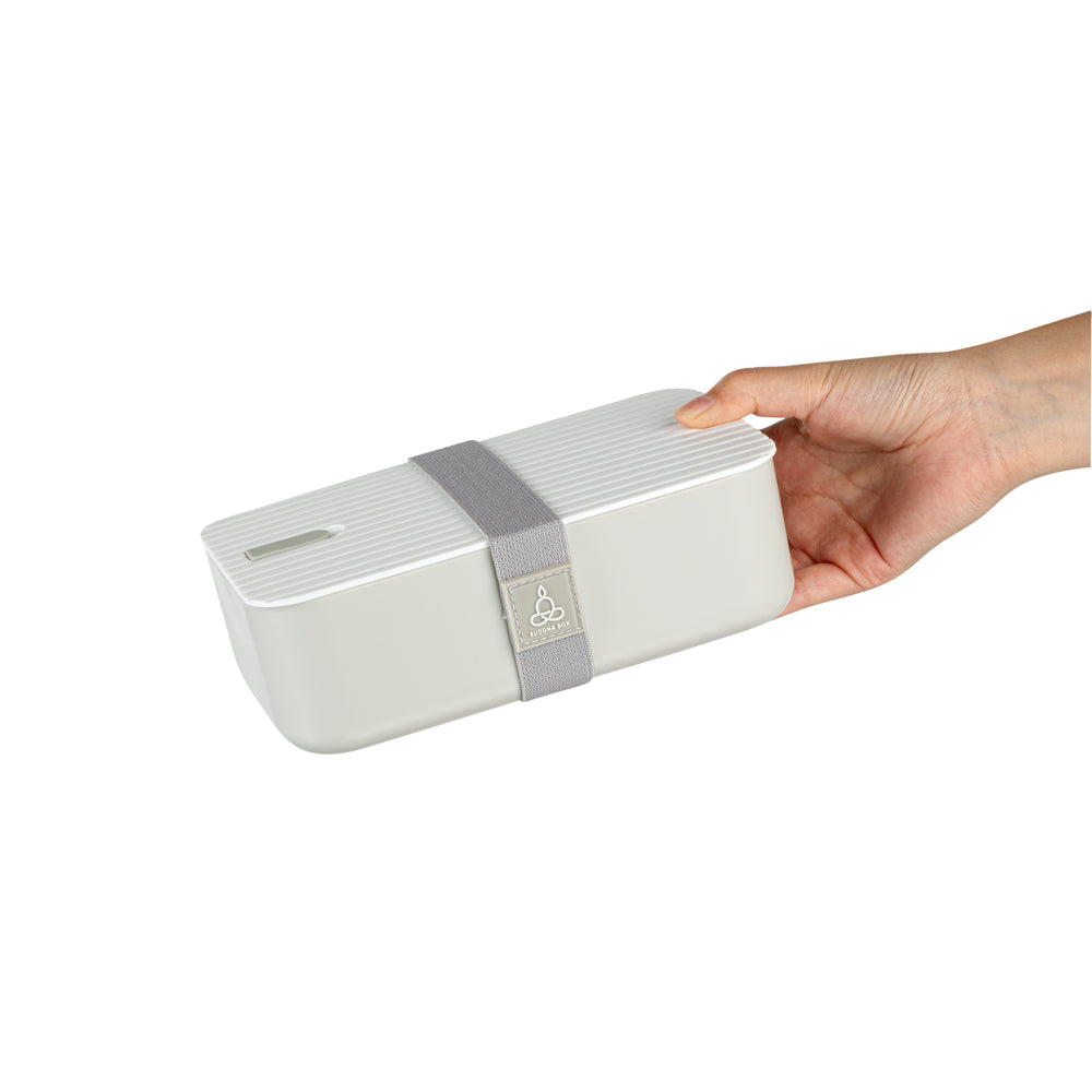 Bento Tek 34oz Gray Buddha Box Lunch Container with White Lid - 7.5
