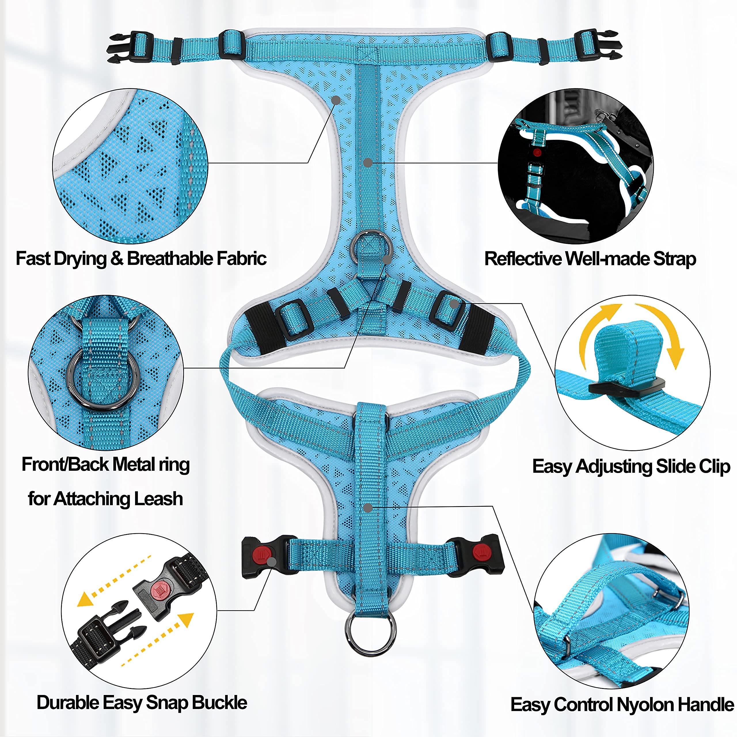 Supet No-Pull Dog Harness with Leash - Adjustable Reflective Pet Vest for Small, Medium & Large Dogs | Heavy Duty Easy Control Handle | Perfect for Walking, Training & Outdoor Adventures