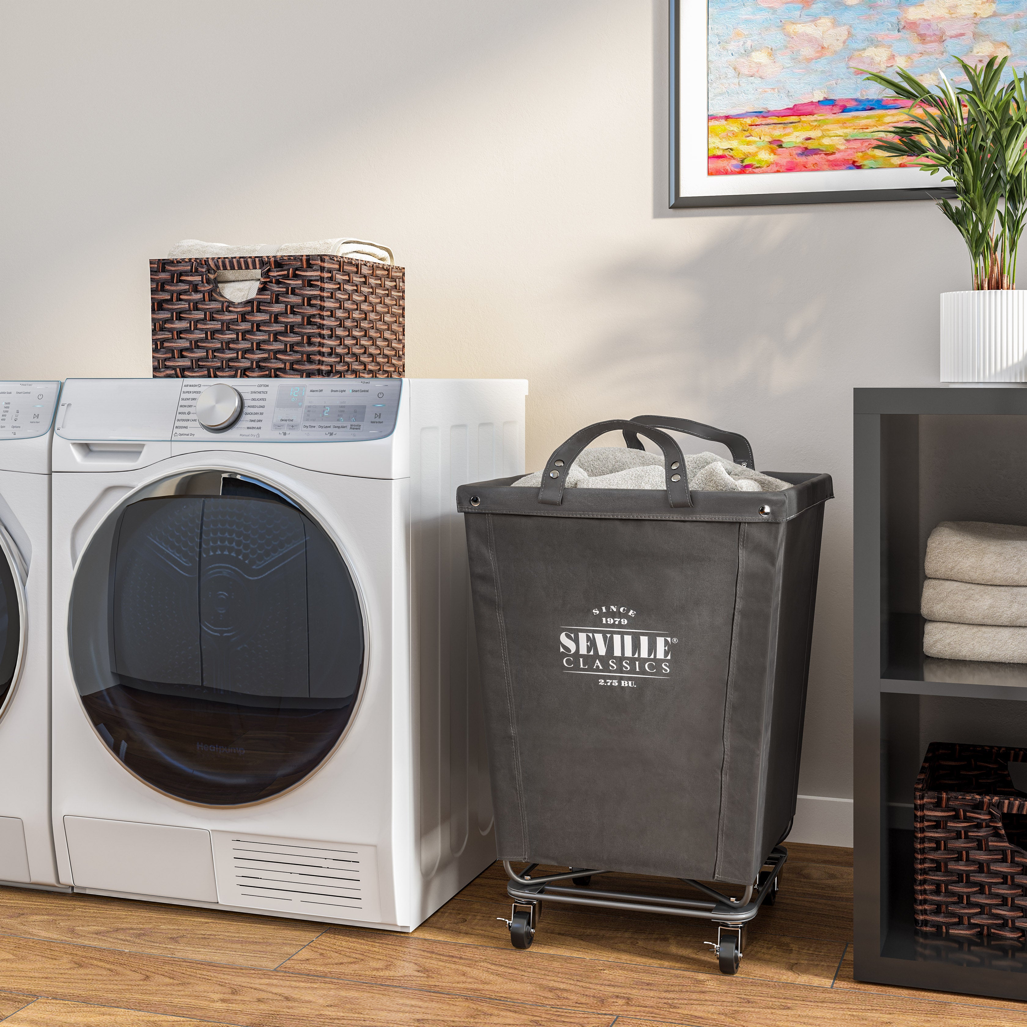 Heavy Duty Rolling Laundry Hamper with Wheels - Large Gray Laundry Basket for Clothes, Towels & Linens - Perfect for Bedroom, Bathroom & Laundry Room Organization