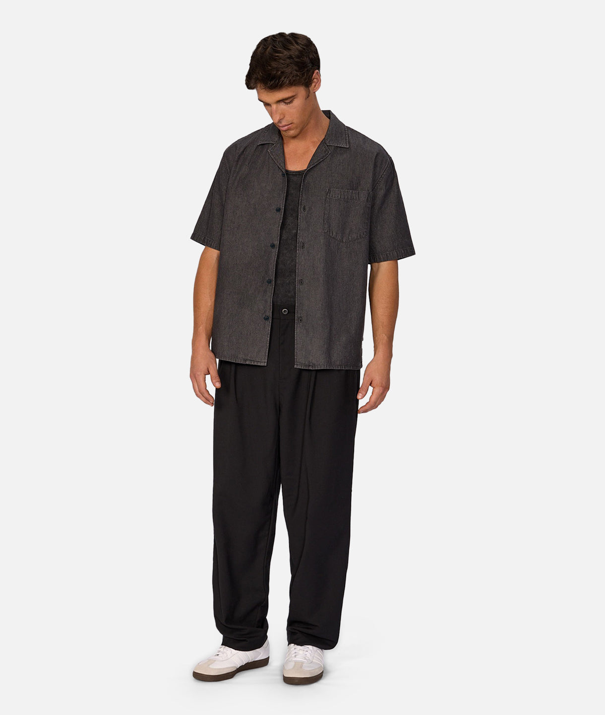 Santa Cruz Short Sleeve Shirt - Black Denim for Men | Casual Streetwear & Summer Fashion | Perfect for Beach, Concerts & Outdoor Activities