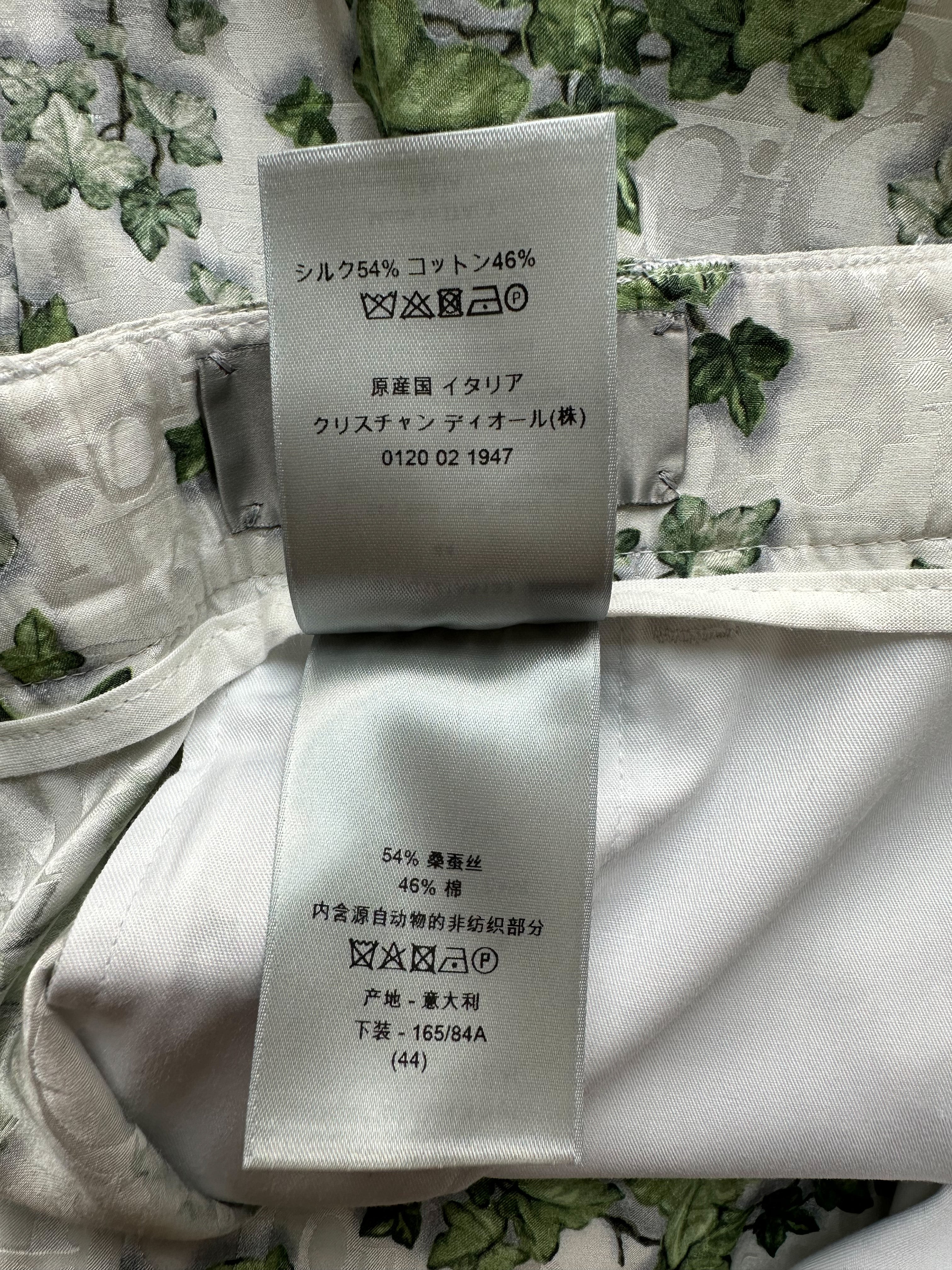 Dior Amoako Boafo White Oblique Leaf Print Shorts for Women - High Waisted Summer Fashion Shorts for Beach, Vacation & Casual Wear