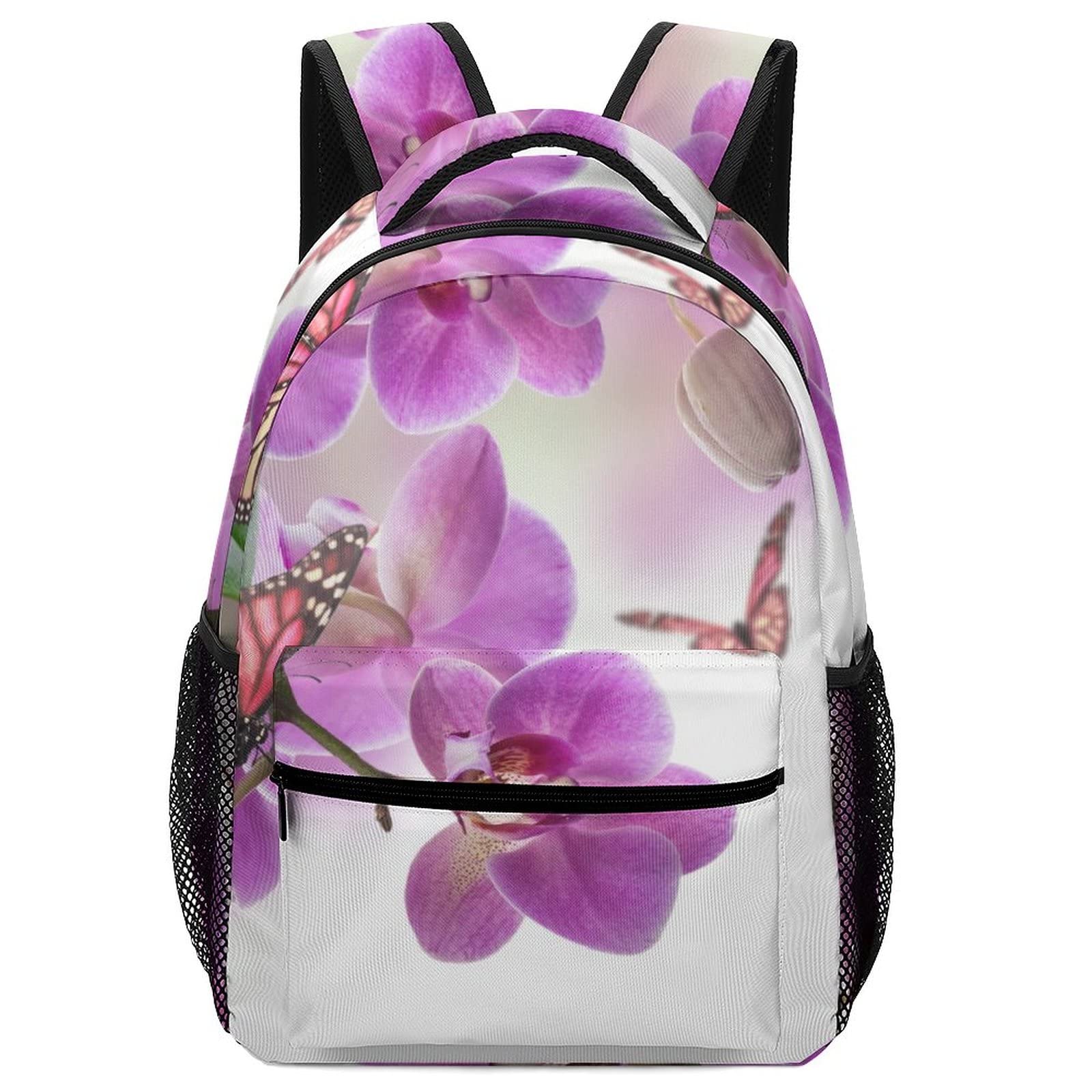 Personalized Kids School Backpack for Teens - Lightweight Rucksack with Orchid Butterfly Design, Durable Bookbag for Preschool & Daily Use - Perfect for School, Travel, and Outdoor Activities