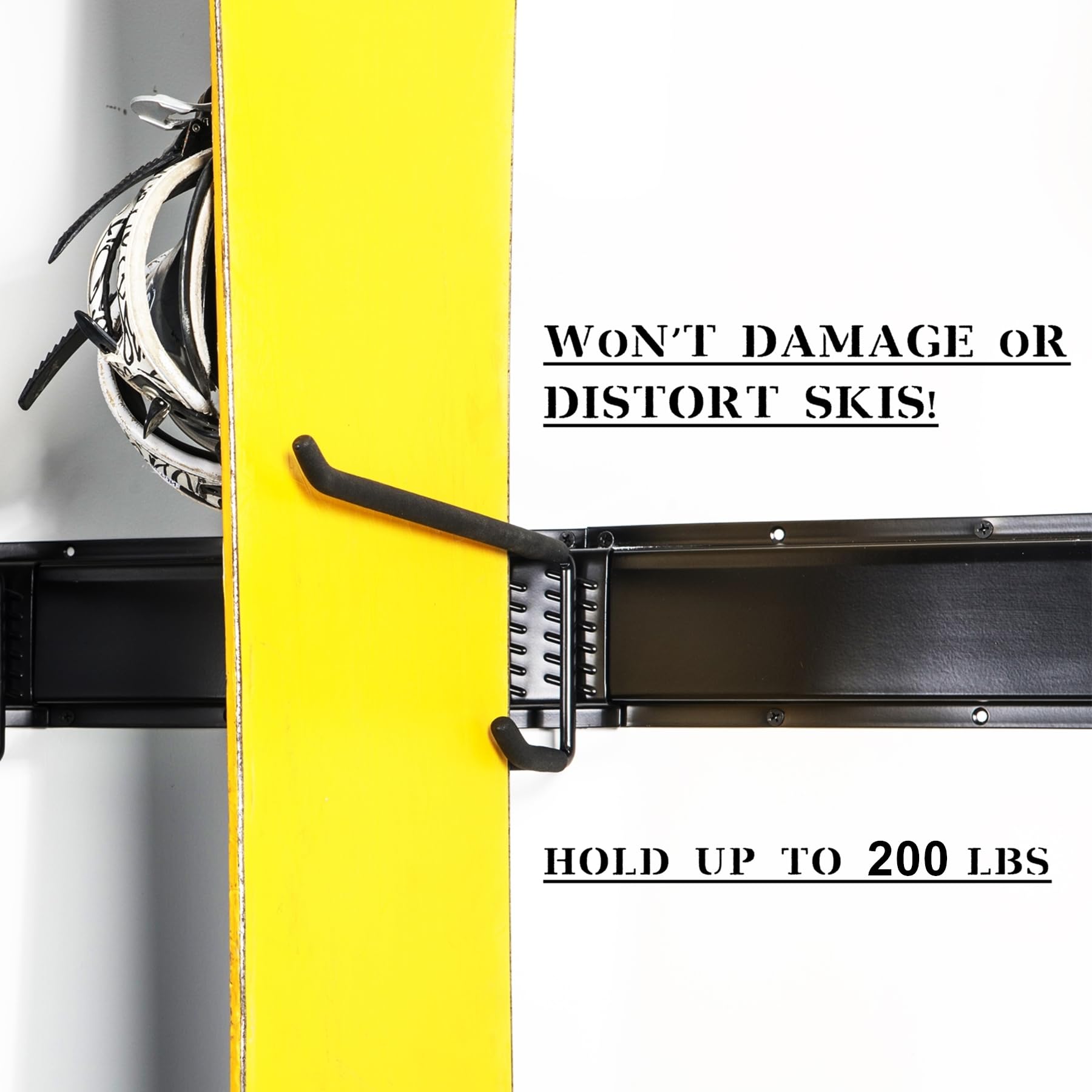 Wall Mount Ski Rack for Garage Storage - Heavy Duty 4 Pair Ski & Snowboard Hanger Organizer Holds Up to 200 lbs - Perfect for Ski Equipment Organization in Home, Basement, or Cabin