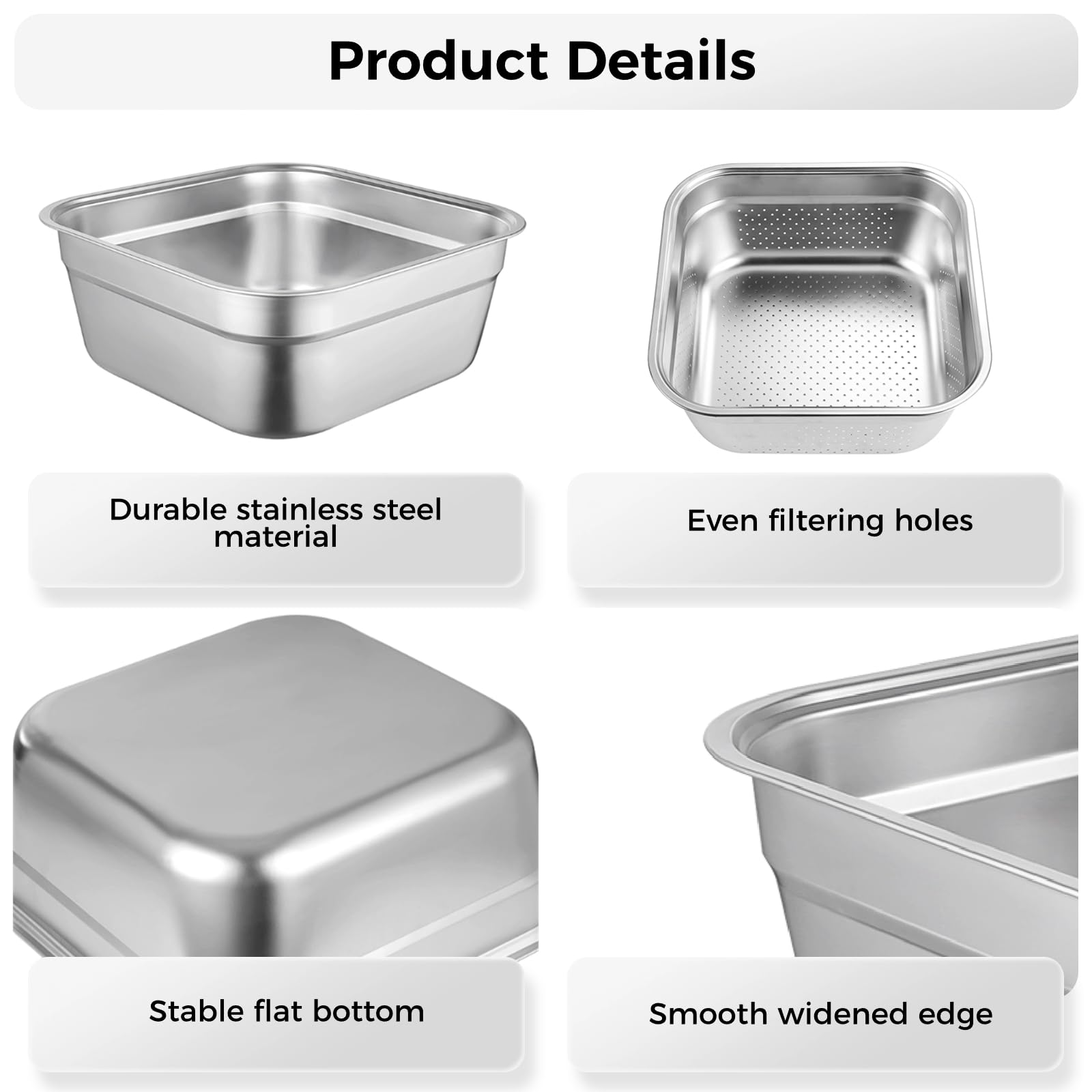 Yeesport 2-in-1 Stainless Steel Dish Tub with Colander - Multi-Purpose Washing Bowl for Rice, Pasta, Vegetables & Fruits - Perfect for Kitchen, Camping & RV Use - Food Strainer & Mixing Bowl Set