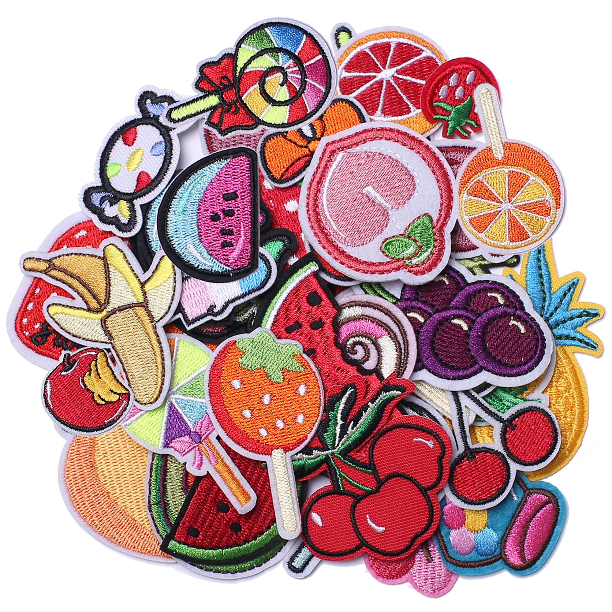 40Pcs Fruit Iron-On Patches for Kids Clothing - DIY Embroidered Sew-On Appliques for Jackets, Backpacks, Hats & Jeans - Fun Fruit-Themed Decorative Patches for School, Play & Everyday Outfits
