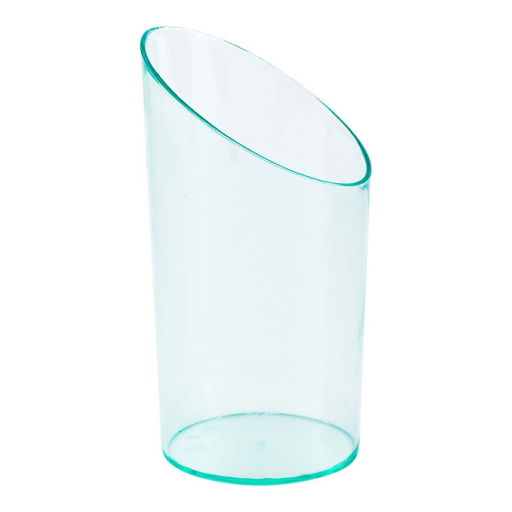 100-Pack 3 oz Round Seagreen Plastic Incline Shot Glasses & 100 Silver Mini Plastic Forks - Perfect for Parties, Bars, and Cocktail Events