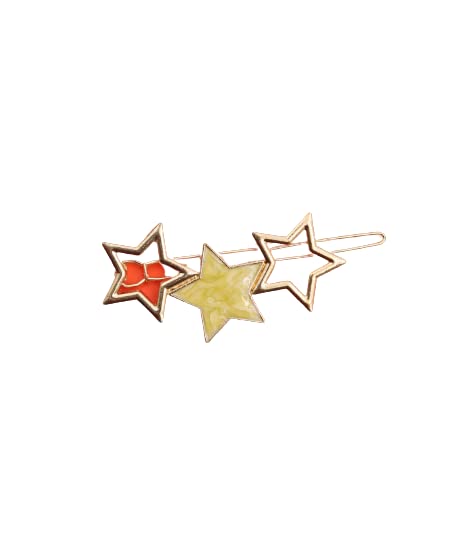 PINKBOX - Metal Star Hair Clip with Lock Pin for Women & Girls, LEMON YELLOW - Perfect for Parties, Weddings & Everyday Hairstyles