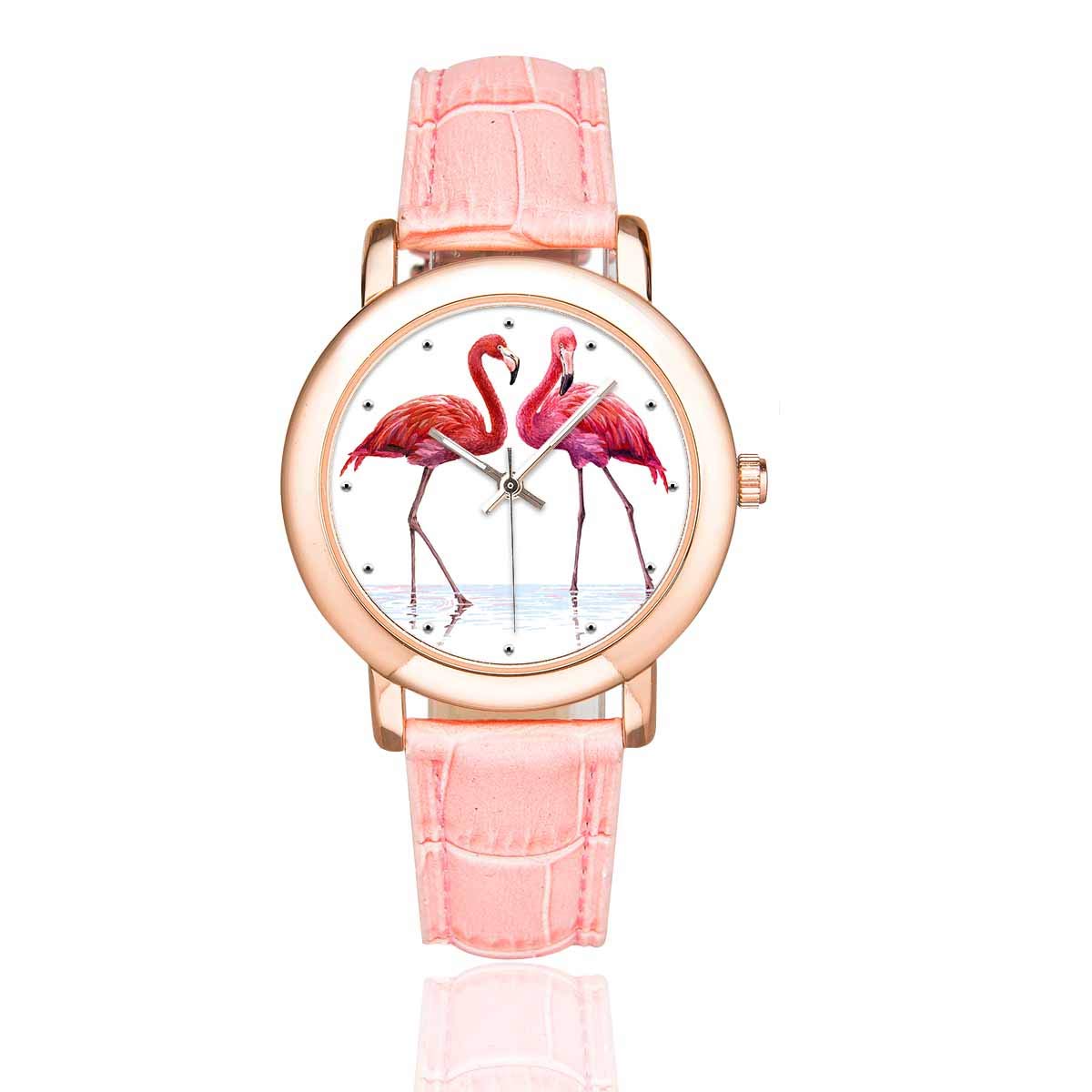 InterestPrint Women's Pink Leather Strap Watch with Cartoon Sloth Design - Waterproof Casual Wristwatch for Everyday Wear, Office & Outdoor Activities