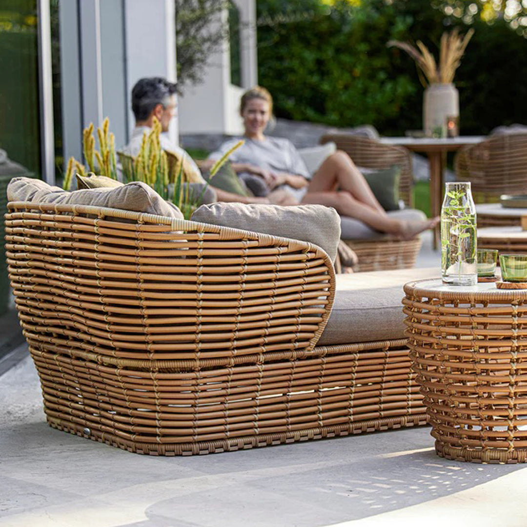 Soren Rose Studio Woven Cane Daybed Basket - Boho Chic Rattan Bedside Storage for Living Room, Bedroom, or Nursery Organization