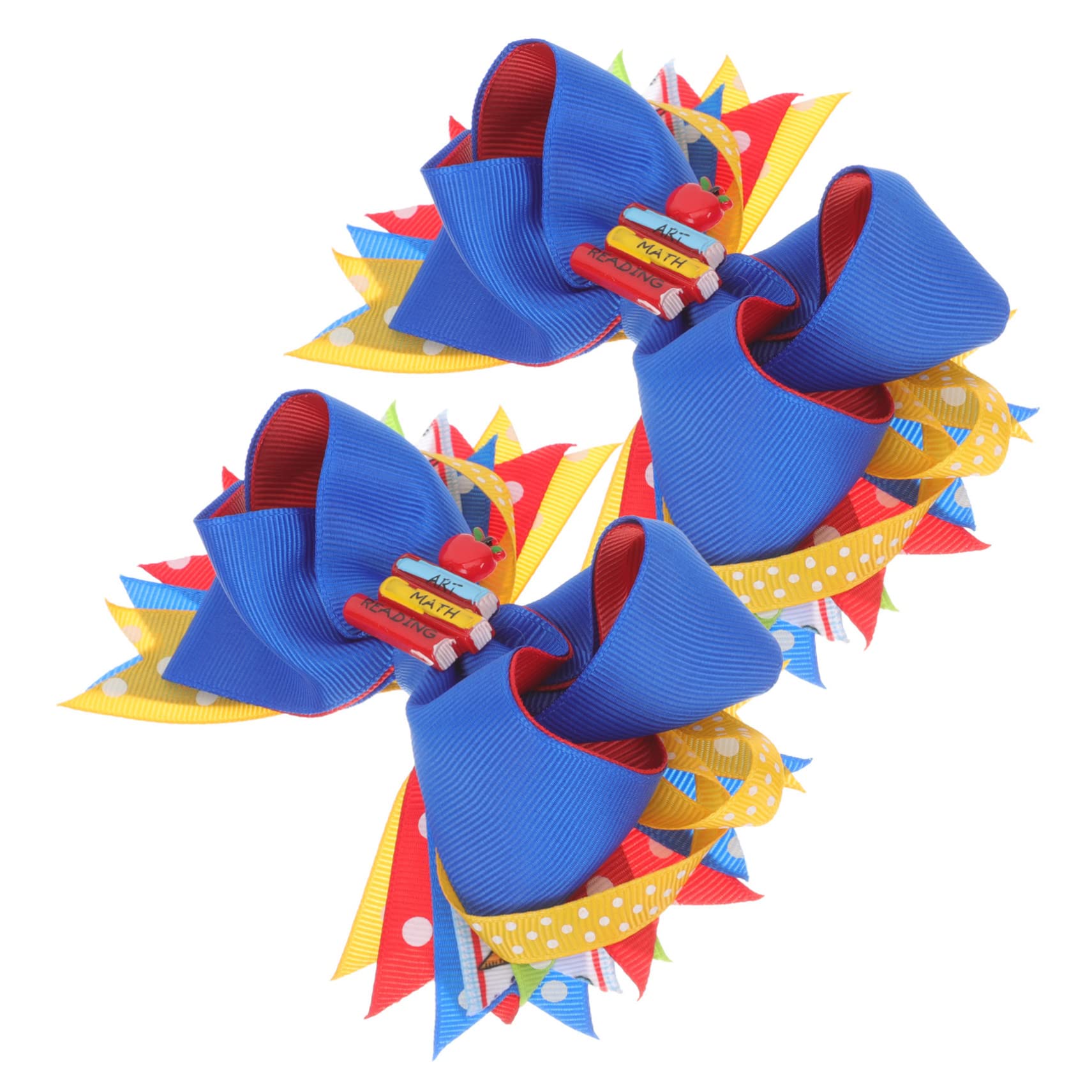 4 Pcs Girls Small Hair Bows - Fancy Hair Clips & Barrettes for Baby, Kids & Women | Satin Scrunchies for Curly Hair | Big Bow Hair Accessories for Back to School & Special Occasions