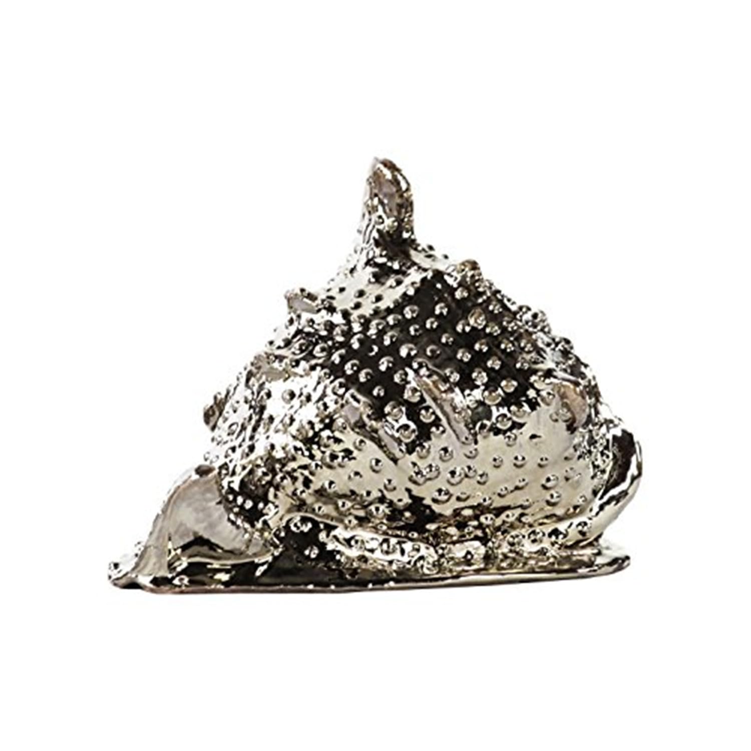 Handmade Ceramic Spiny Conch Seashell Figurine - Polished Chrome Finish in Silver & White | Coastal Home Decor, Beach House Accent, Ocean-Themed Gift