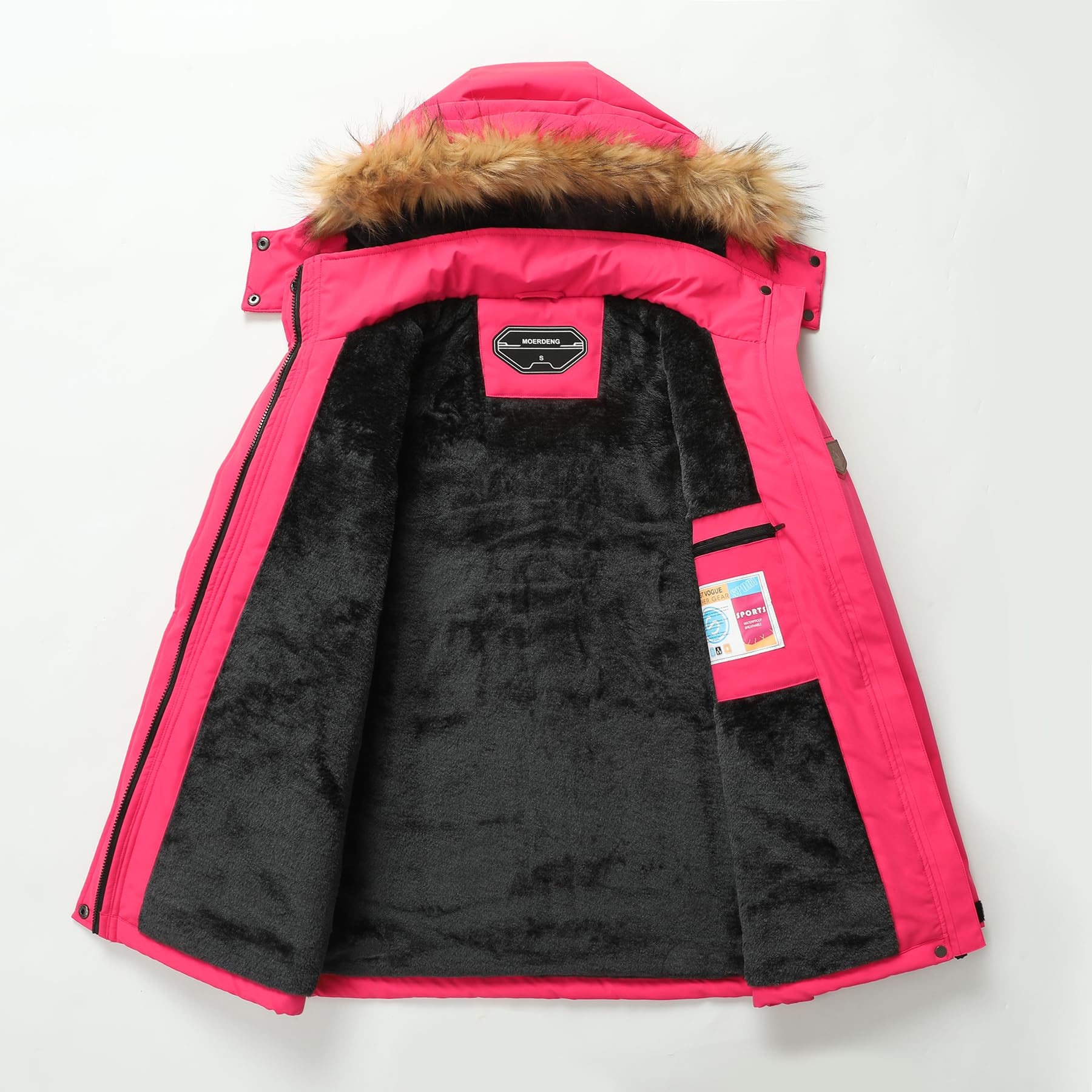MOERDENG Women's Waterproof Ski Jacket - Winter Warm Hooded Snow Coat with Windproof Technology for Outdoor Activities | Perfect for Skiing, Snowboarding & Mountain Adventures