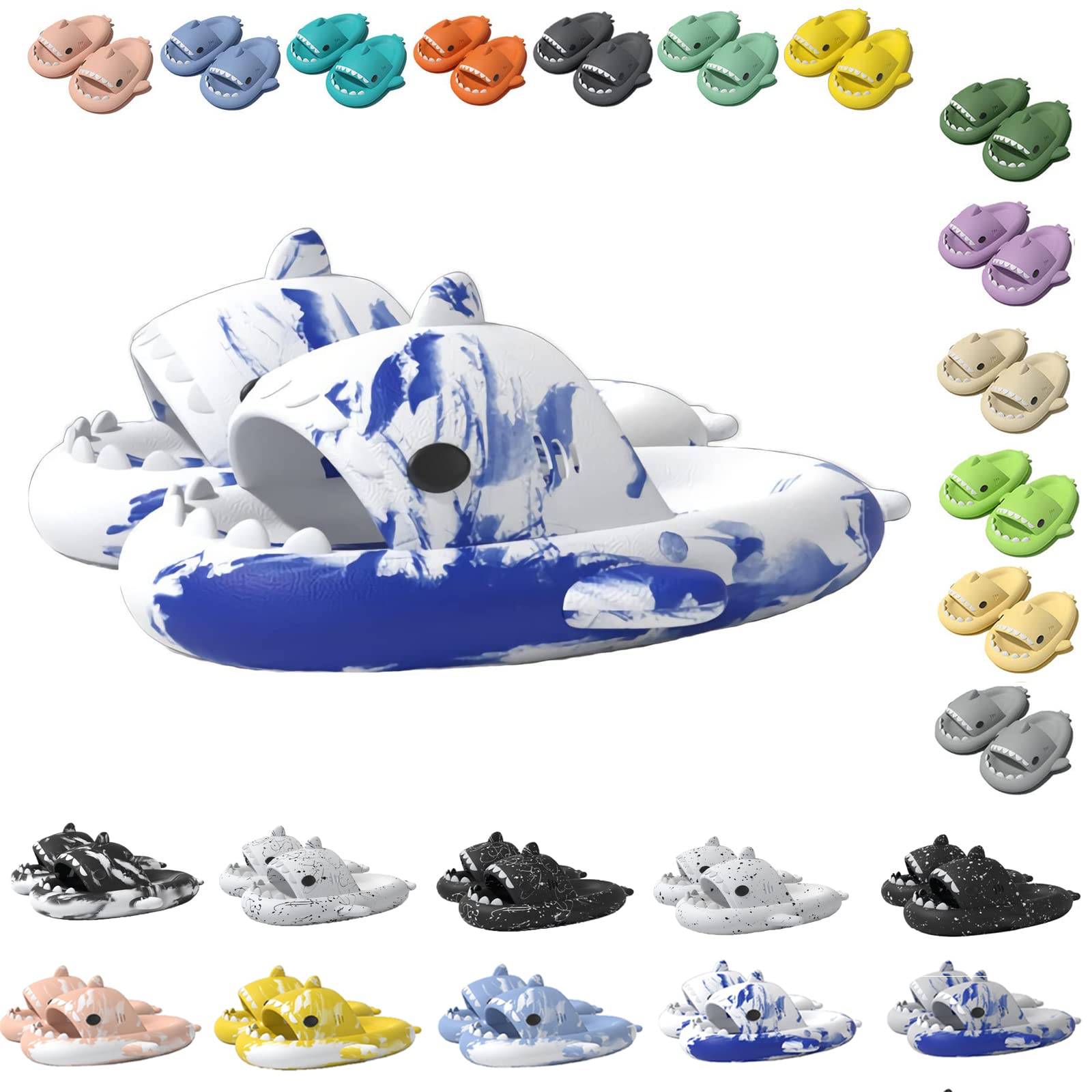 Anti-Slip Cute Shark Slippers for Women & Men - Lightweight Open Toe Slides with Comfortable Sole - Perfect for Beach, Pool, and Summer Casual Wear