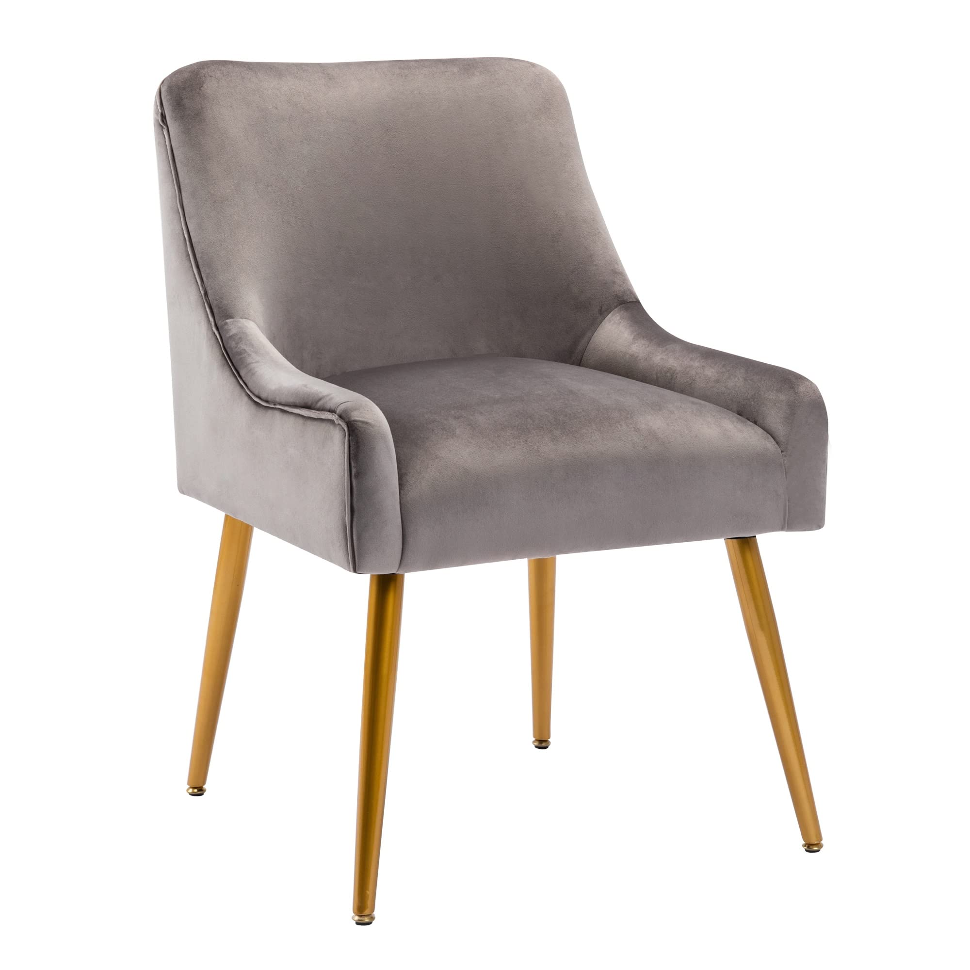 ZSY Velvet Accent Chair - Modern Wide Velvet Side Chair with Swoop Arms & Metal Legs for Living Room, Bedroom, Office - Soft Grey Upholstered Lounge Chair for Home Decor & Relaxation
