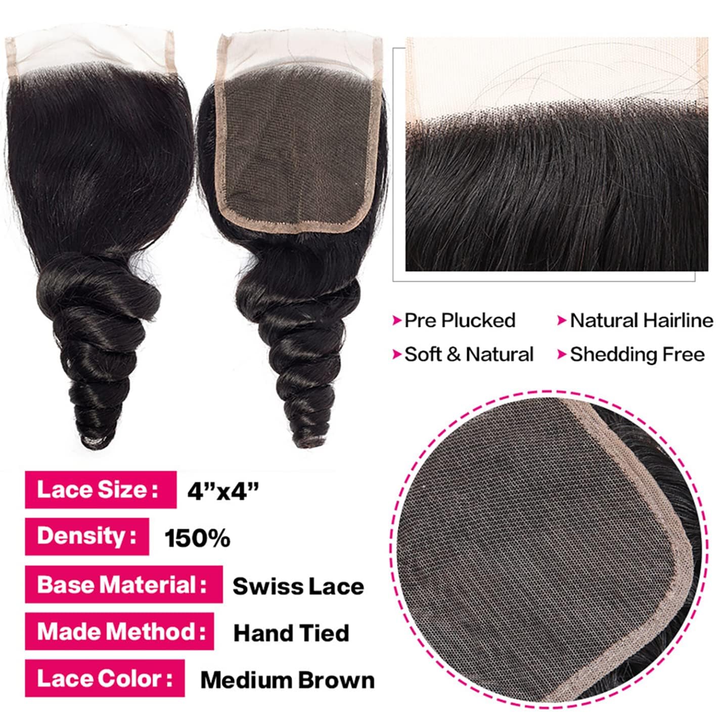 12A Brazilian Human Hair Loose Wave Bundles - 3 Pack 100% Unprocessed Virgin Hair Extensions | Natural Black Deep Wave Weft Hair for Styling & Volume | Perfect for Daily Wear, Parties & Special Occasions