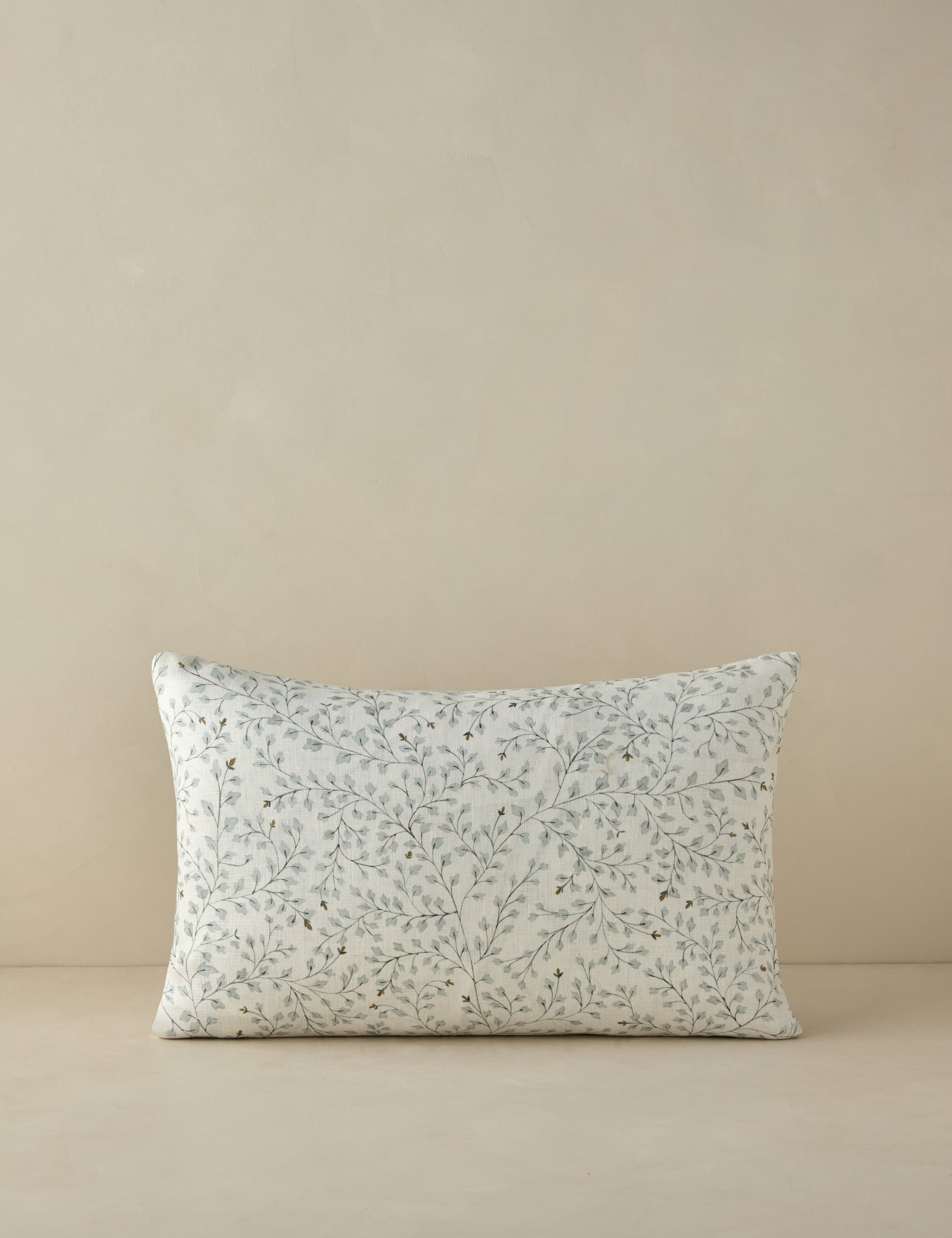 Rylee + Cru Dainty Leaves Linen Pillow - Soft Organic Cotton Decorative Throw Pillow for Nursery, Bedroom & Living Room