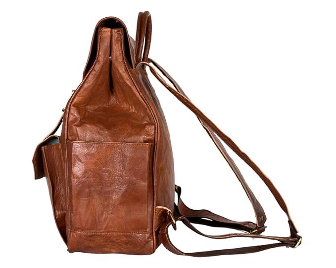 Premium Leather Backpack for Men & Women - Waterproof Laptop Bag for College, School, Business & Travel | Durable Hiking Backpack in Brown | Perfect for Work, Commuting & Outdoor Adventures