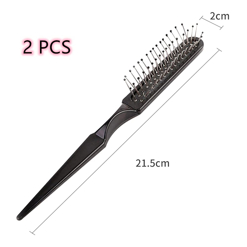 2 Pack Wig Brush & Wide Tooth Comb Set - Stainless Steel Detangling Brush for Hair Extensions, Weaves, Toupees & Synthetic Wigs - Gentle Styling & Detangling Tool for Natural & Artificial Hair - Perfect for Daily Hair Care, Salon Use & Travel