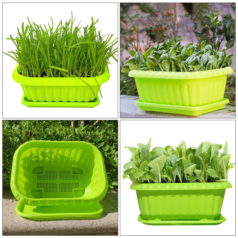 Housoutil 2-Pack Plastic Seedling Trays & Planting Boxes - Vegetable Growing Trays, Garden Planters for Vegetables, Herbs, Flowers - Ideal for Indoor/Outdoor Gardening, Greenhouse Use, and Home Planting Projects