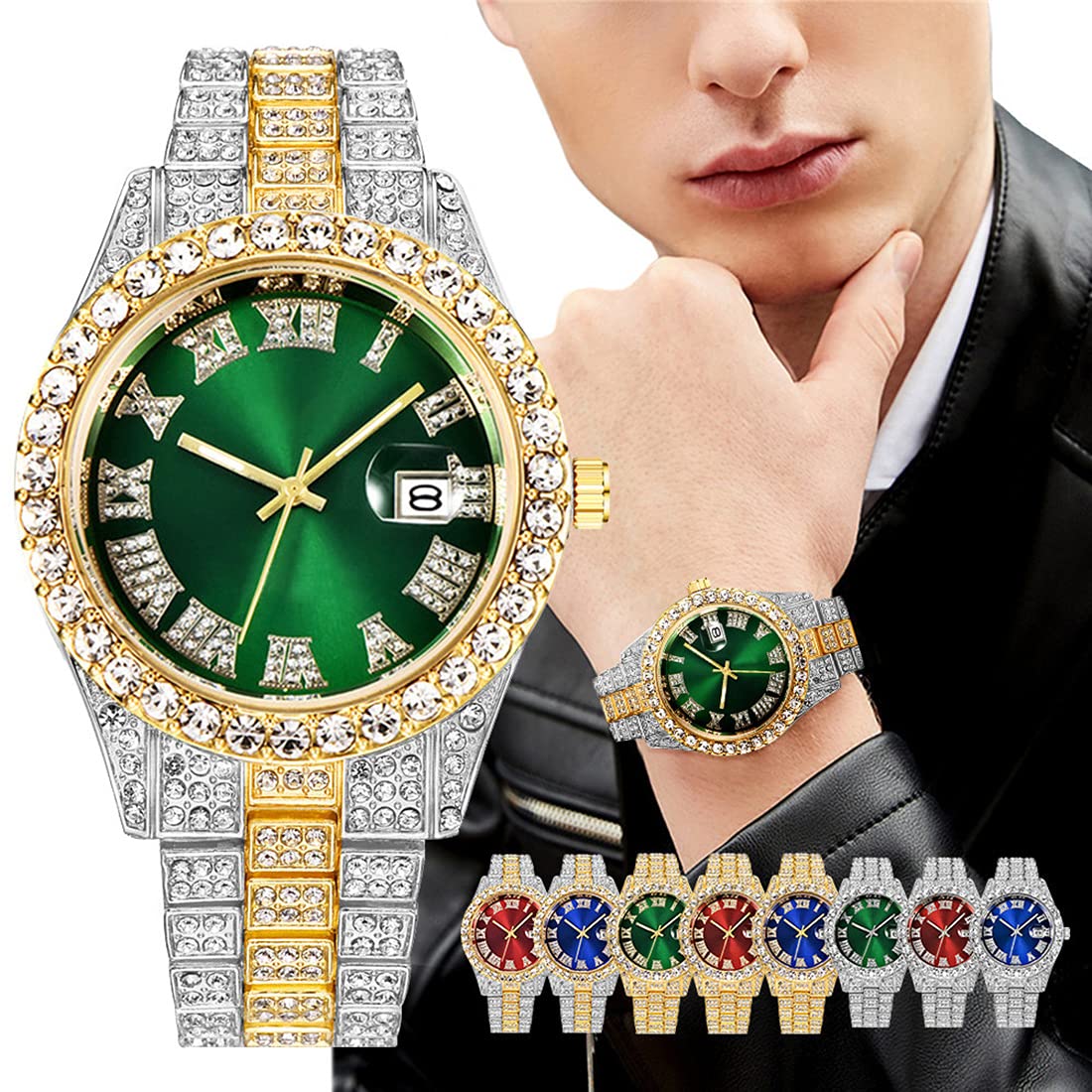 BESTKANG Luxury Unisex Diamond Iced Out Watch - Roman Numerals Analog Quartz Wristwatch for Men & Women | Perfect for Parties, Gifts, and Special Occasions