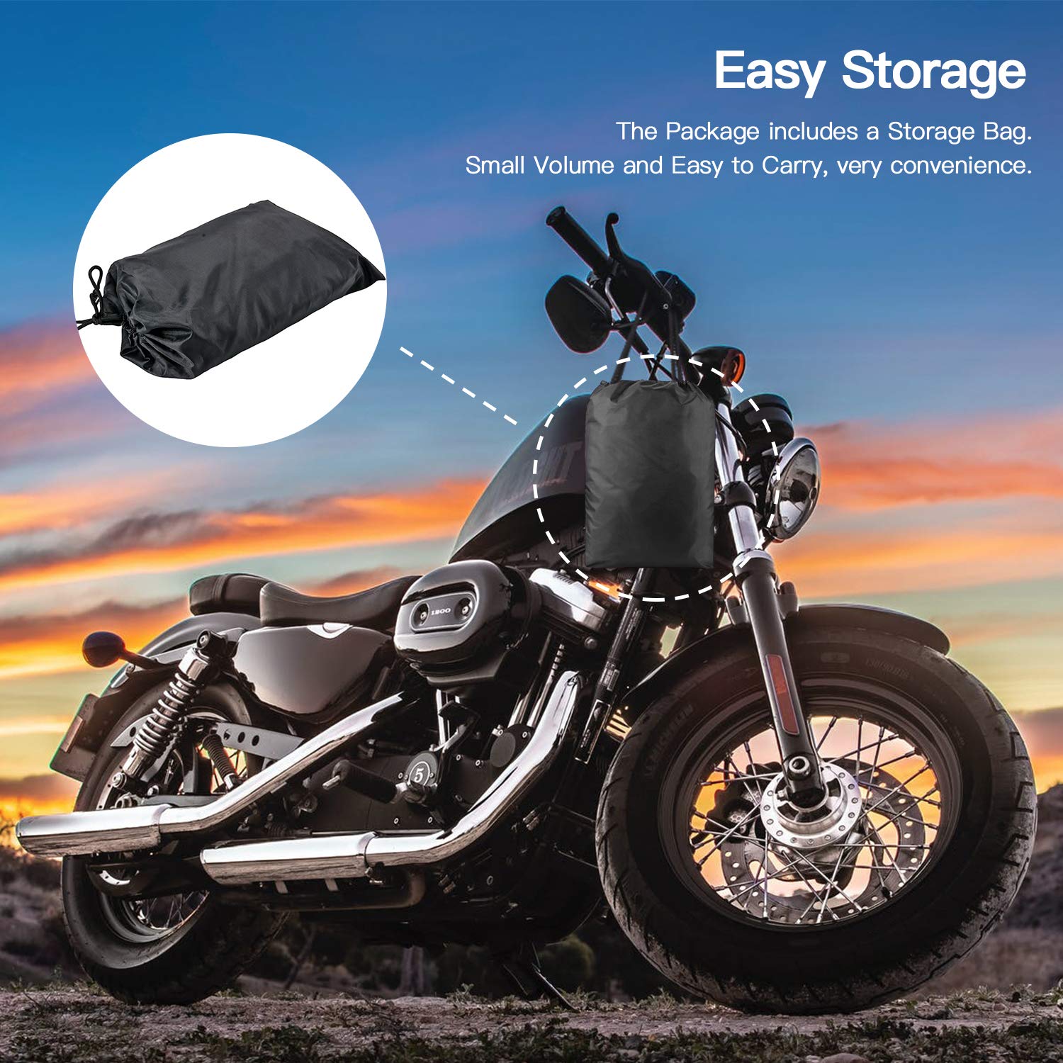 Waterproof Motorcycle Cover for Outdoor Storage - All Season UV Protection Fits Honda, Kawasaki, Yamaha, Suzuki & Harley Davidson - Ideal for Rainy Weather & Long-Term Parking