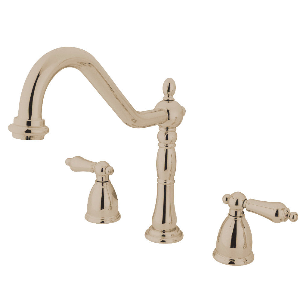 Kingston Brass KB1791ALLS Widespread Kitchen Faucet - Modern 3-Hole Mount Stainless Steel Sink Faucet with High Arc Spout for Home & Commercial Kitchens