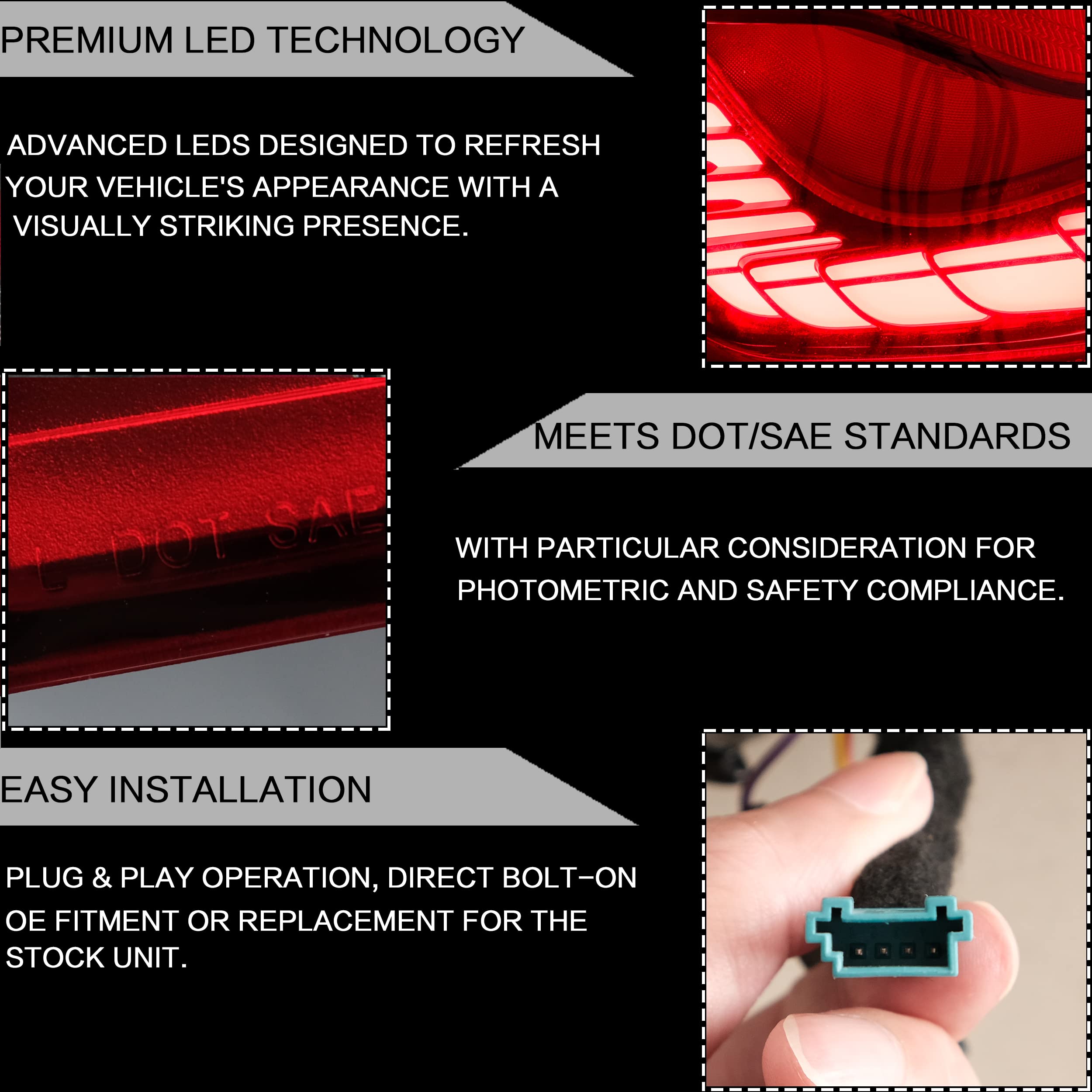 VLAND OLED Tail Lights Assembly for BMW 5 Series F10 F18 2011-2017 - Dynamic Dragon Scale DRL Red Rear Lamps - Upgrade Your 535i, 528i, 550i - Perfect for Night Driving & Car Customization