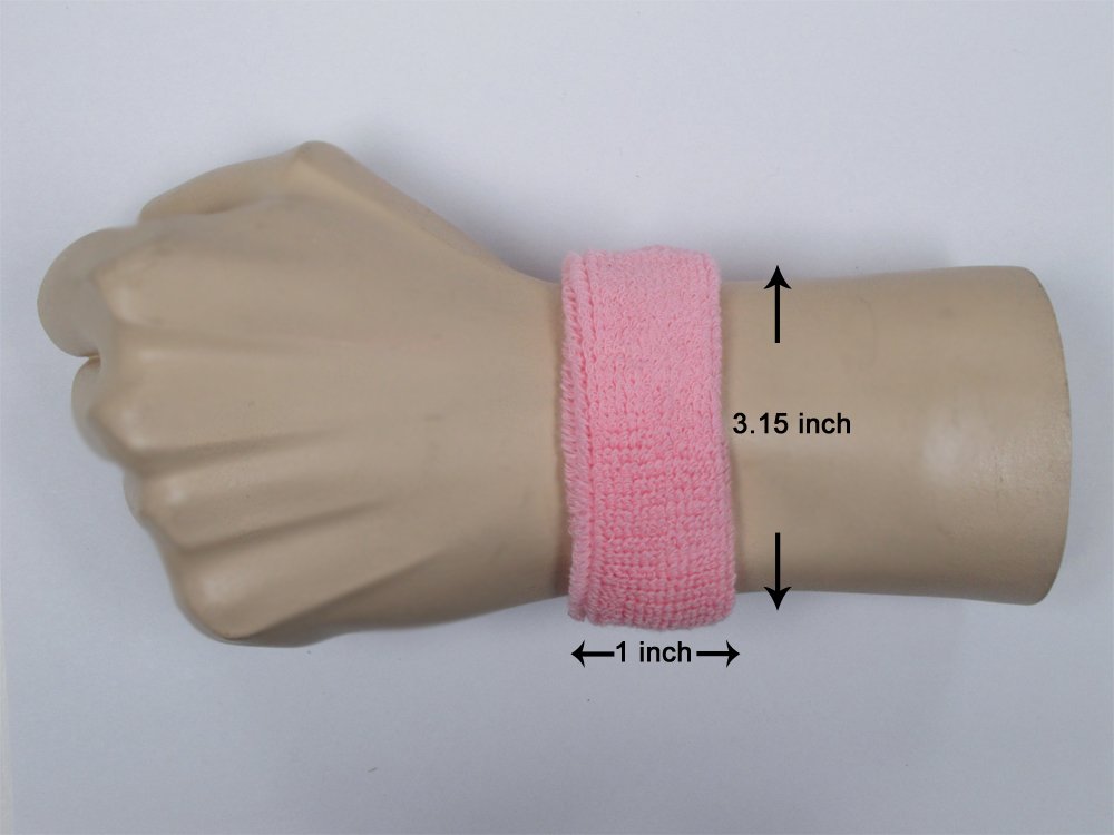 Pink Breast Cancer Awareness Wristband - 1 Inch Wide Unisex Comfortable Sweatproof Sport Wristband - 1 Pair - Ideal for Running, Gym Workouts & Showing Support for Breast Cancer Awareness