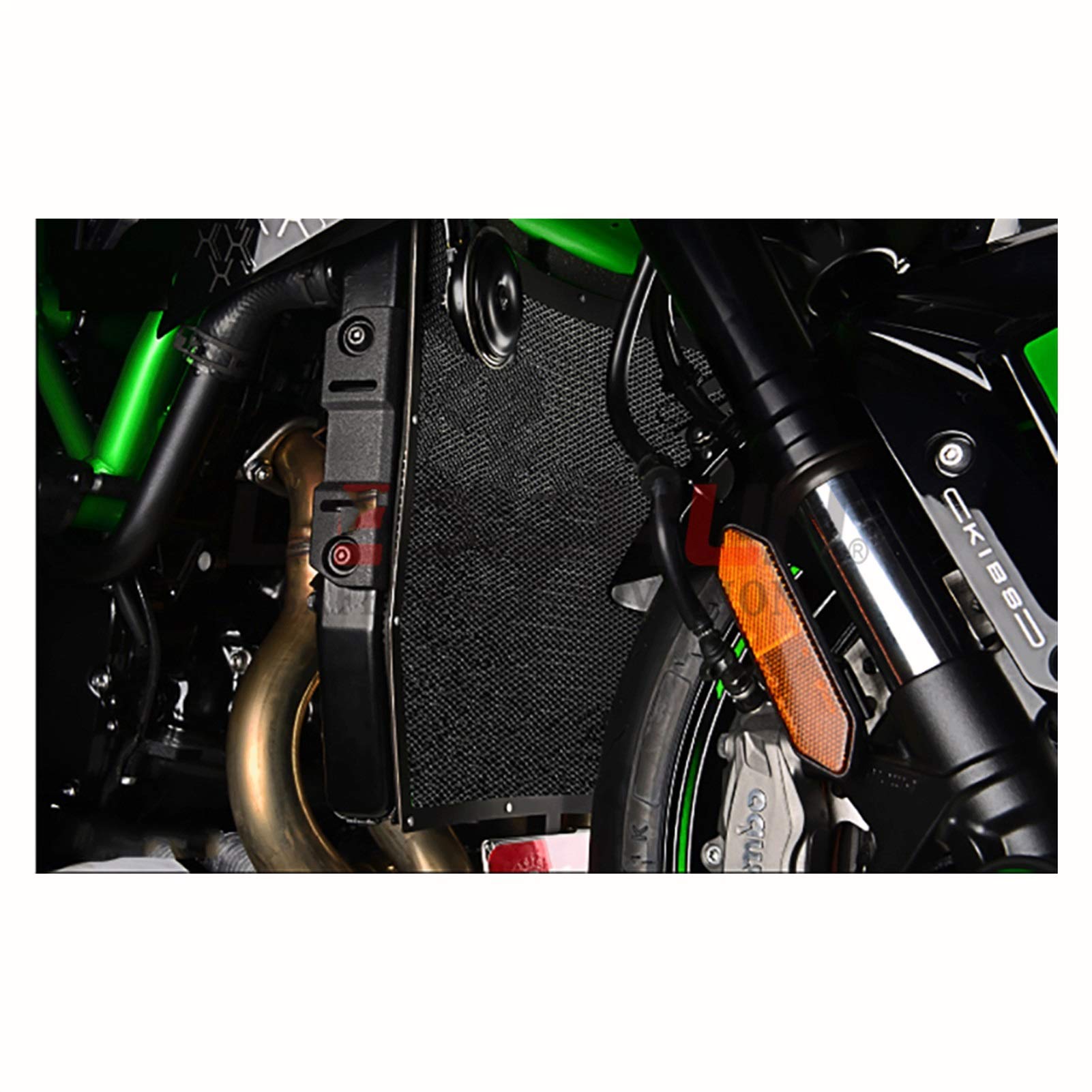 Stainless Steel Motorcycle Radiator Grille Cover Guard - Compatible with Kawasaki ZH2 Z H2 H2SX H2 R H2R - Durable Engine Protection Accessory (Green) - Perfect for Off-Road, Racing & Street Riding