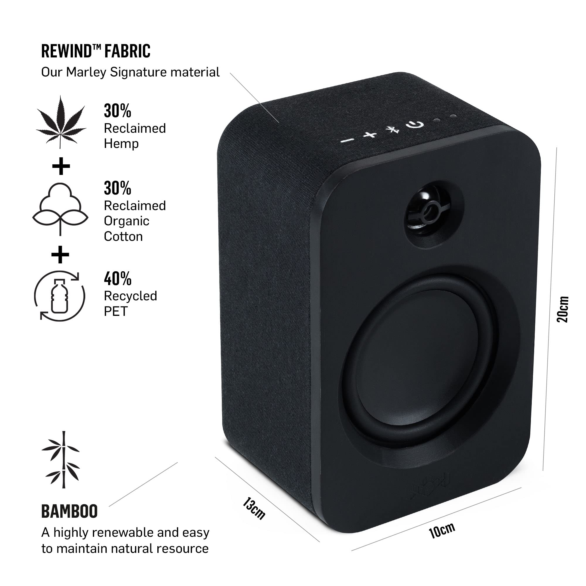 House of Marley Get Together Duo Wireless Bluetooth Bookshelf Speakers - High Definition Active Speakers with AUX Input, Turntable & Vinyl Record Player Compatibility - Sustainable Eco-Friendly Design for Home, Office & Music Studio Use