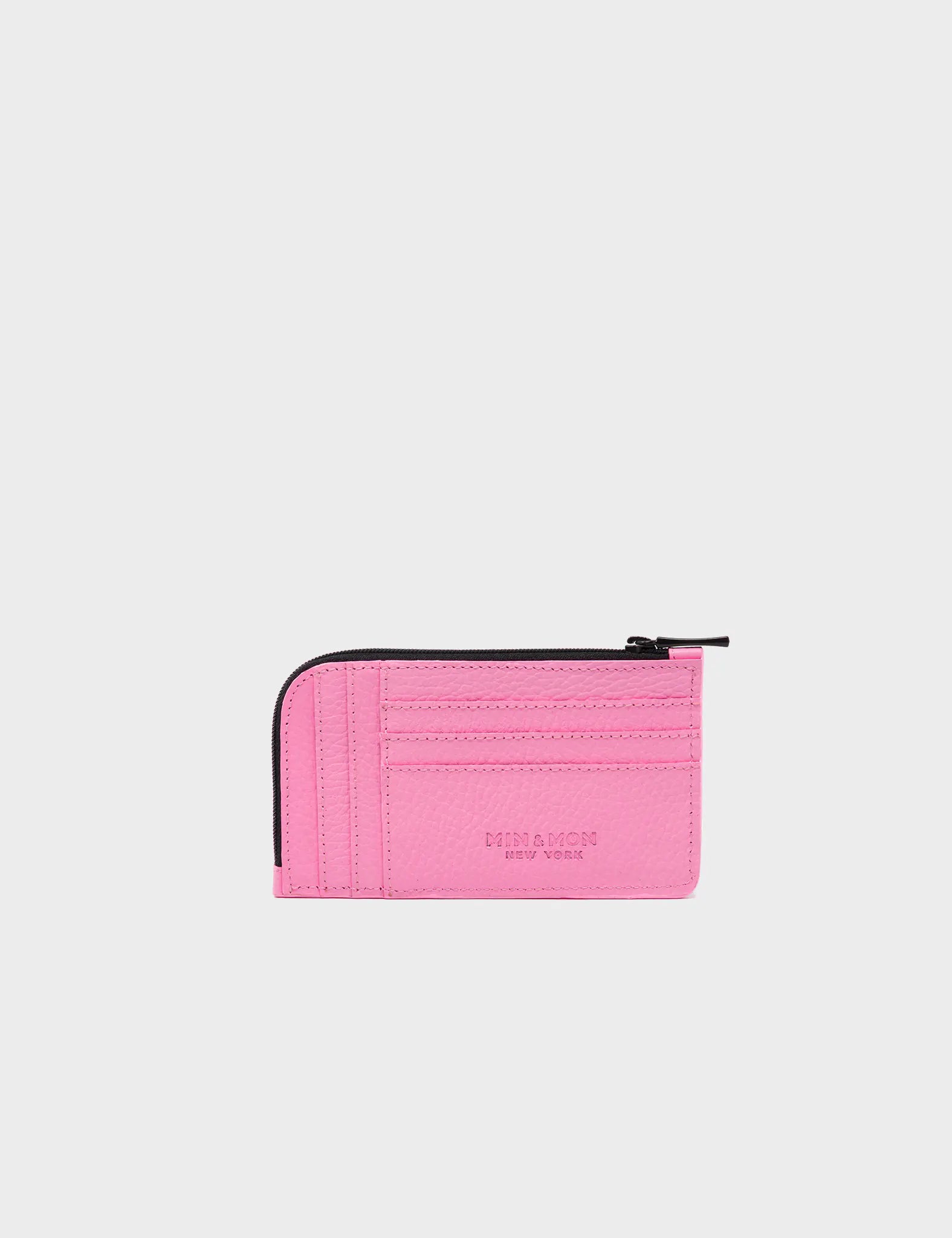 Fausto Soft Neon Pink Leather Zip Around Cardholder with All Over Eyes Embroidery - Stylish Wallet for Women, Perfect for Parties, Travel & Everyday Use