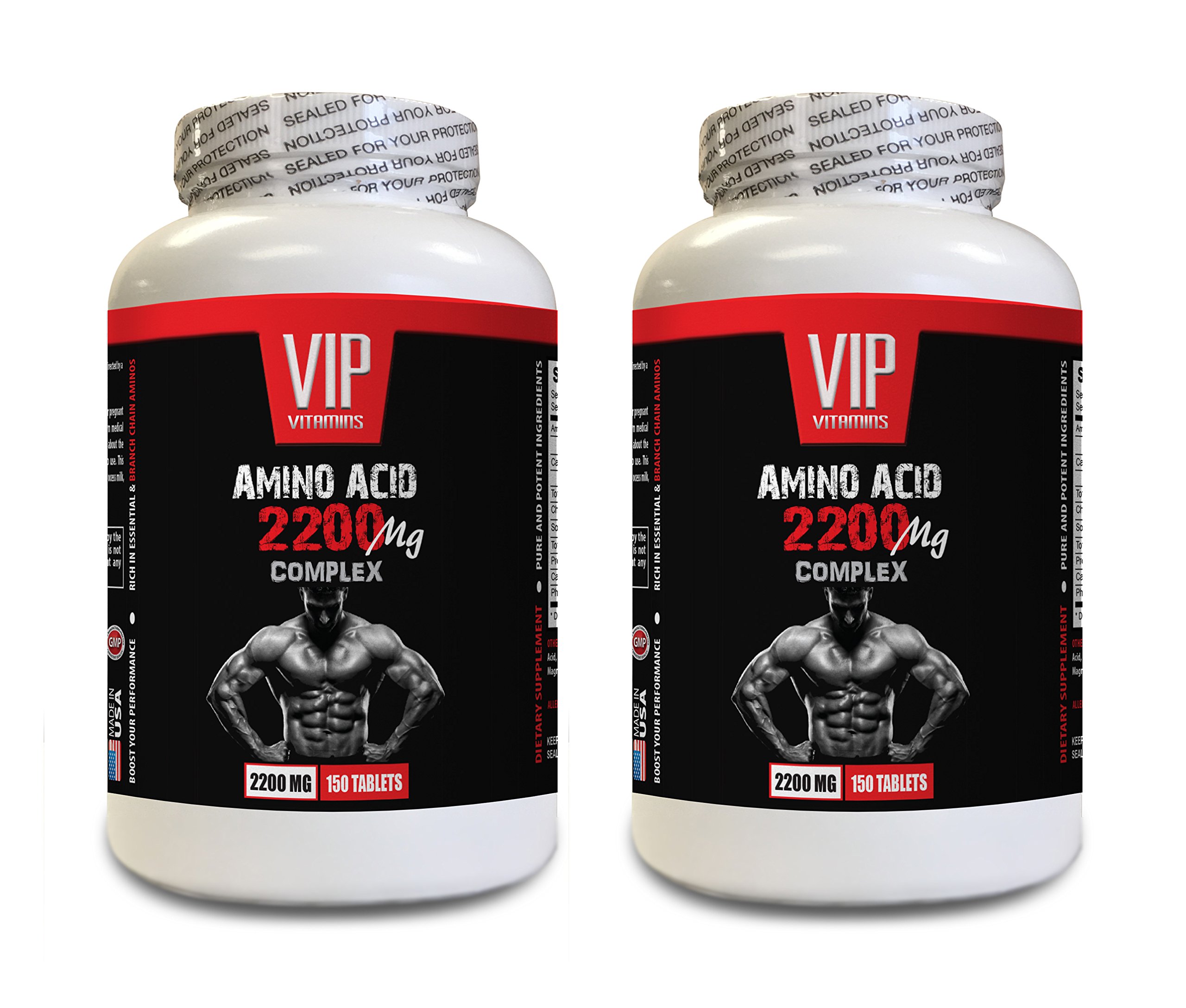 Post Workout Muscle Recovery Supplement - 2200mg Amino Acid Complex with Arginine, Lysine & Proline - Pre Workout Energy Booster, 300 Tablets (2 Bottles) for Athletes & Fitness Enthusiasts