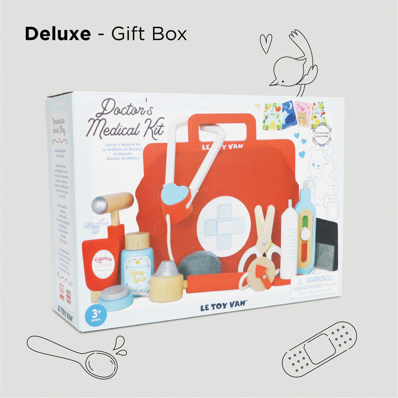 Le Toy Van Honeybake Doctor's Set - Pretend Play Medical Kit for Kids, Wooden Doctor Toy with Stethoscope & Accessories - Perfect for Role Play, Preschool Learning & Gift for Toddlers