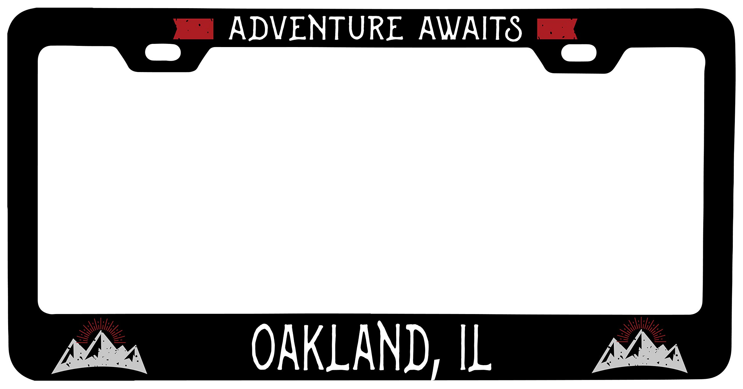 Oakland Illinois Vanity Metal License Plate Frame - Custom Car Accessories for Personalized Style - Perfect for Cars, Trucks & Motorcycles