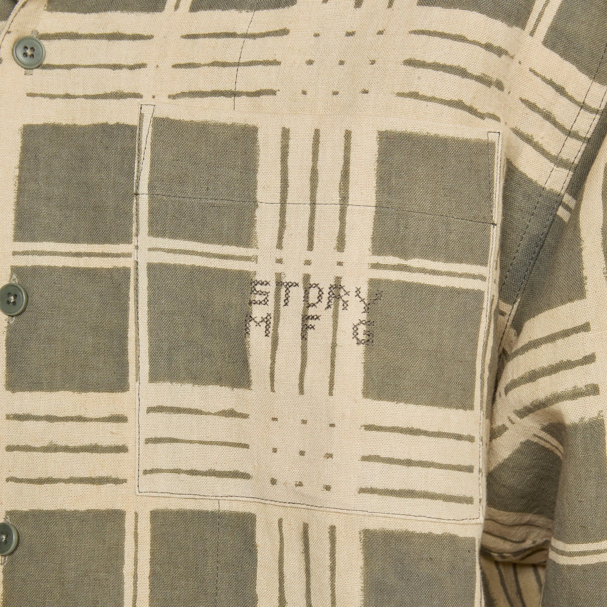 Olive Resist Check Long Sleeve Greeting Shirt - Perfect for Casual Outings, Office Wear & Holiday Gatherings