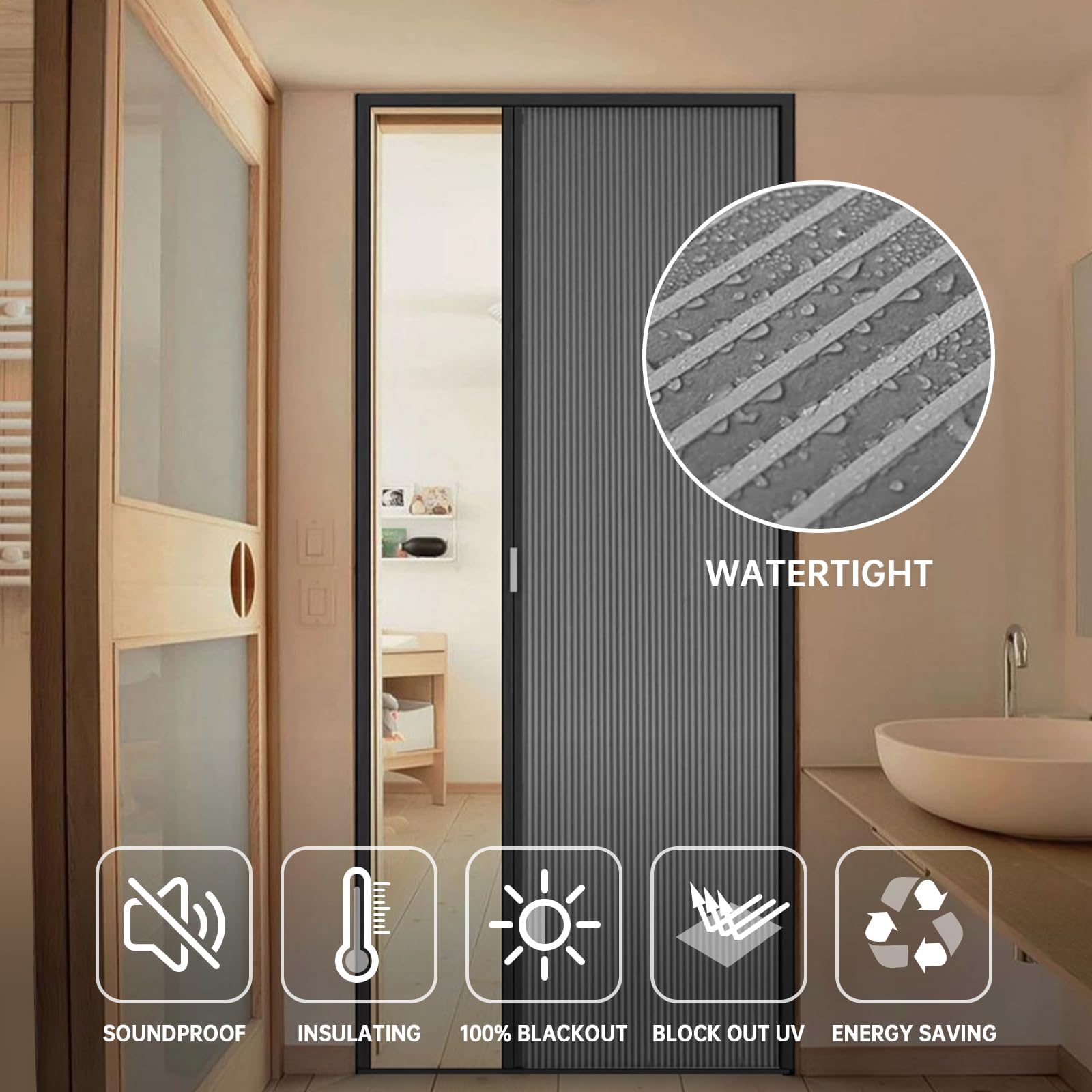 No-Drilling Interior Accordion Folding Sliding Barn Doors for Bedroom Closet & Room Divider - Customizable Light Gray | Space-Saving Solution for Small Apartments & Hallways