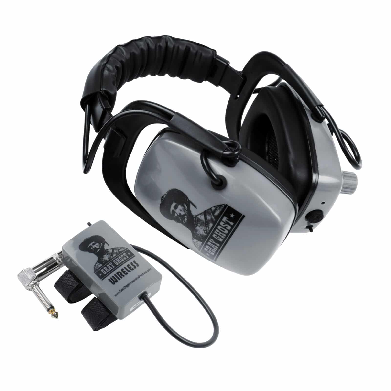 DetectorPro Gray Ghost Platinum Series Wireless Headphones for Minelab FBS & GPX Metal Detectors - Premium Noise Canceling Headphones for Treasure Hunting & Gold Prospecting