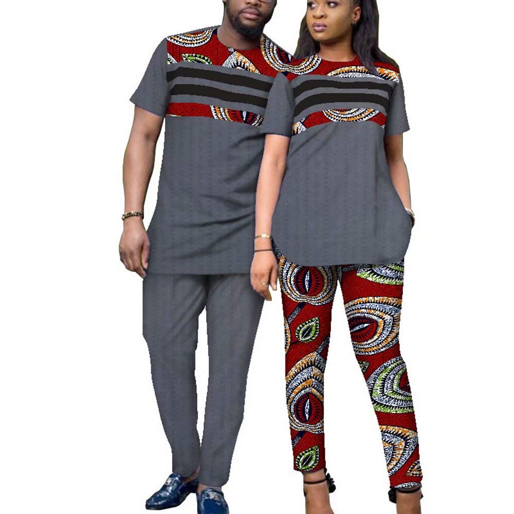 **African Dashiki Couples Matching Outfit - Stylish Shirt Dress & Pants Set for Men - Perfect for Weddings, Parties & Cultural Celebrations**