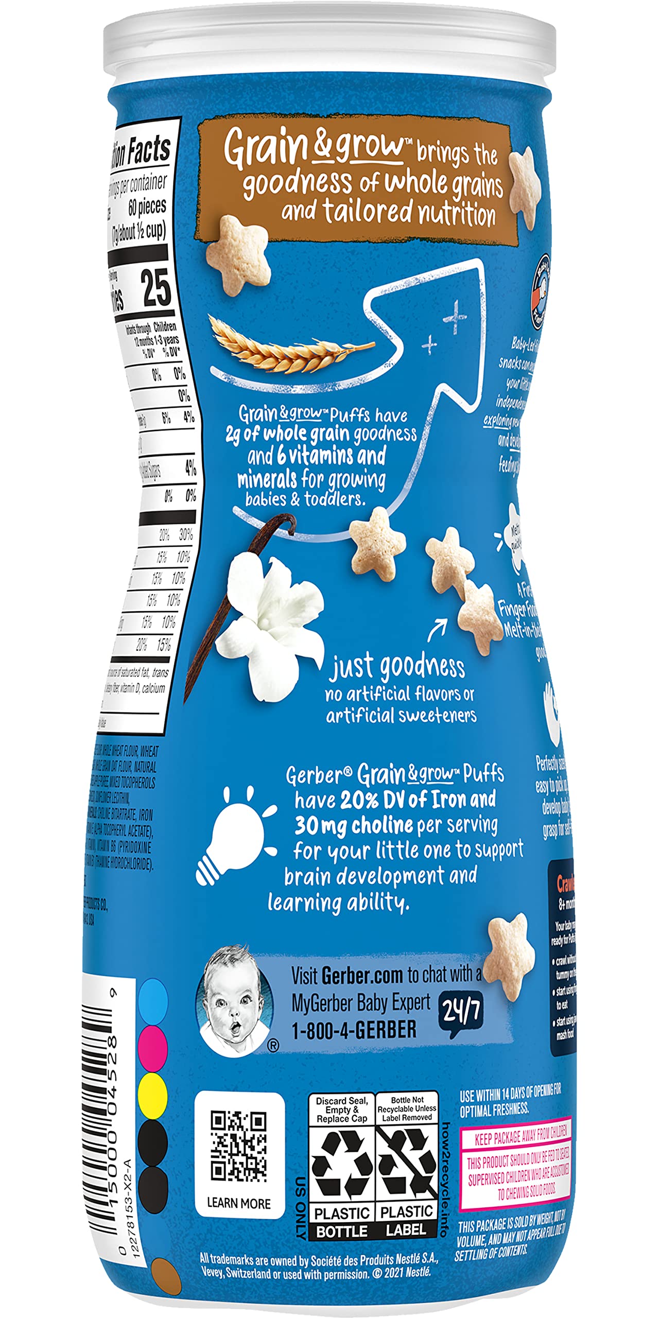 Gerber Baby Snacks Puffs - Vanilla Flavor - 6 Pack - Healthy Organic Baby Food for Toddlers - Perfect for On-the-Go, Snack Time & Travel