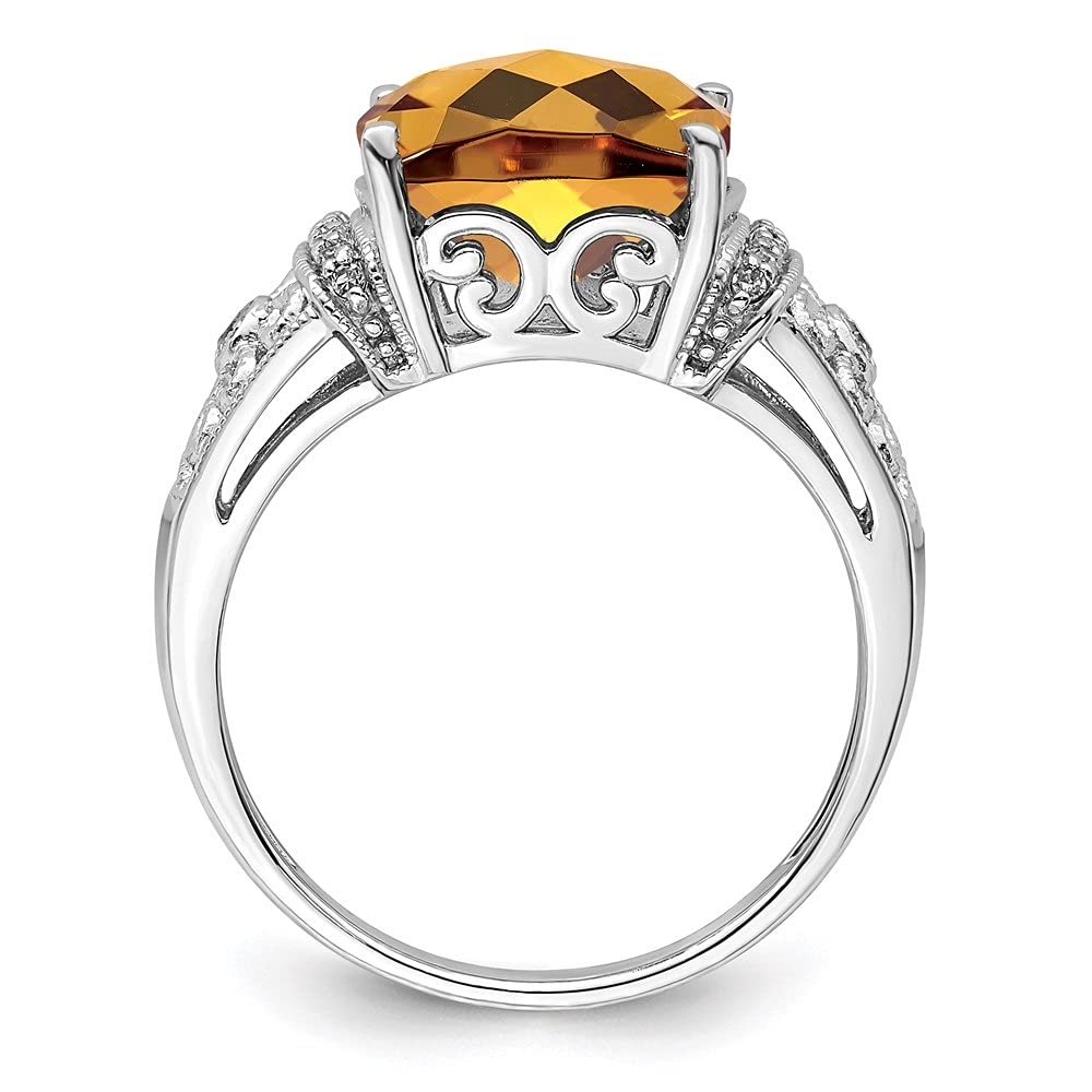 Diamond2Deal 925 Sterling Silver Whiskey Quartz & Diamond Engagement Ring – 5.556ct Gorgeous Wedding Band for Women | Perfect for Proposals, Anniversaries & Special Occasions