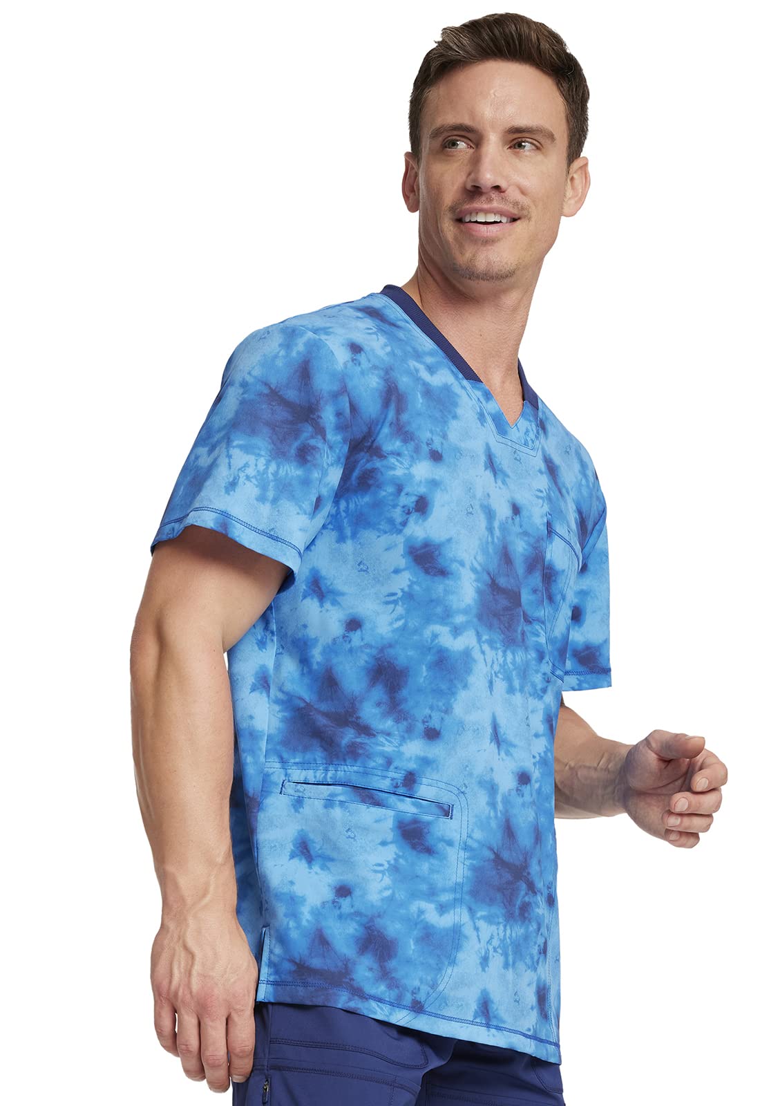 Dickies Dynamix Men's Scrubs Top - Rib Knit V-Neck DK607 - Comfortable Medical Uniform for Doctors & Nurses - Perfect for Hospital, Clinic & Healthcare Work