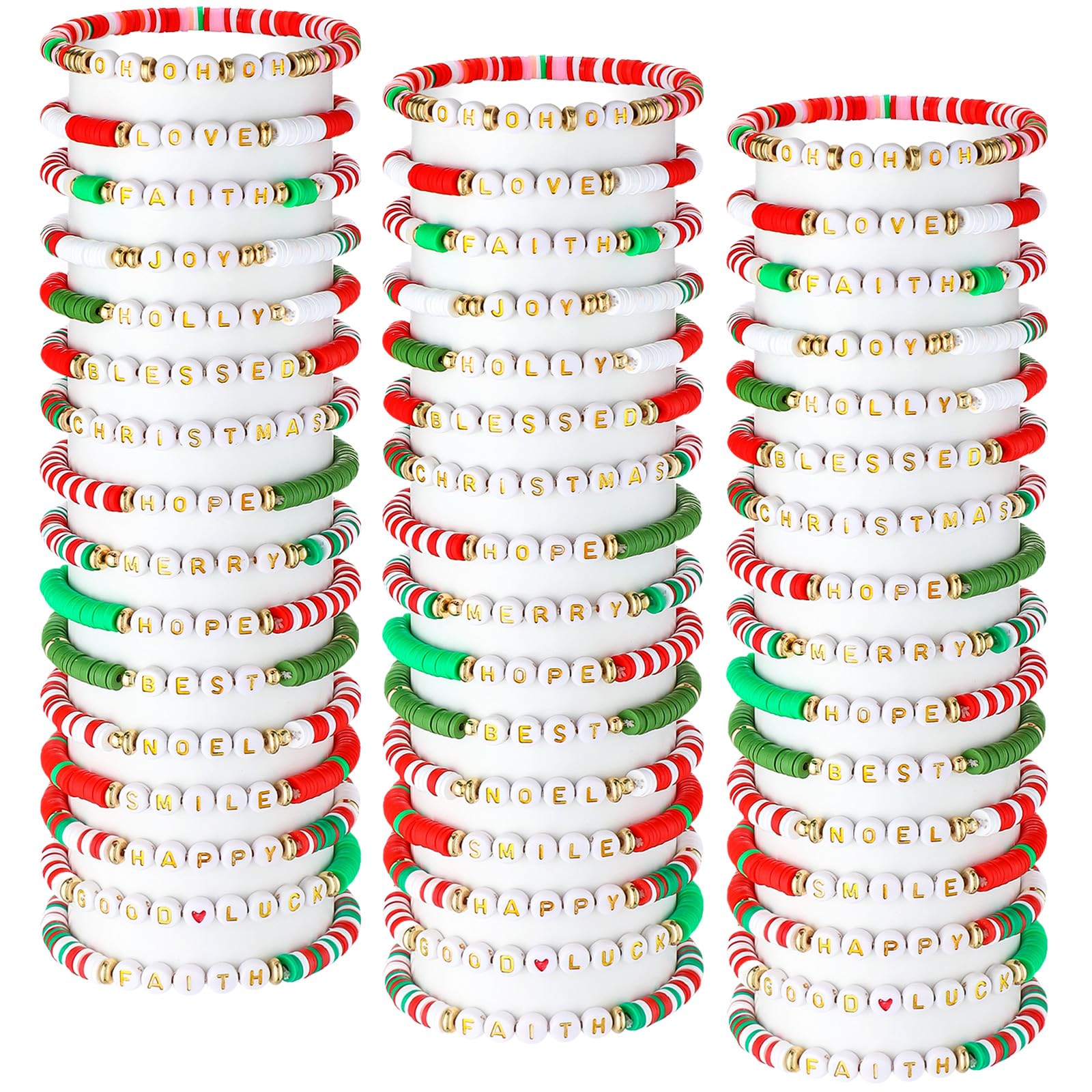 48 Pcs Colorful Adjustable Stretch Beaded Friendship Bracelets Set for Kids & Girls - Preppy Heishi Surfer Jewelry for Women, Perfect for Christmas Gifts, Birthday Parties, and Summer Beach Accessories