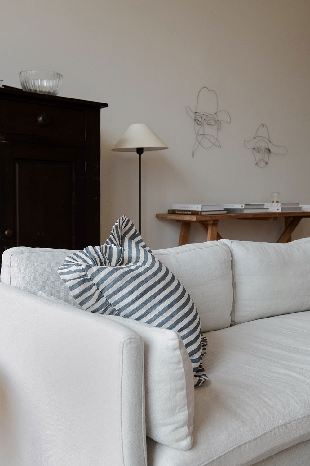 Premium Linen Pillow Cover - Stone Blue Stripe Design - Breathable & Soft Decorative Pillowcase for Bedroom, Living Room, Sofa - Home Decor Essentials
