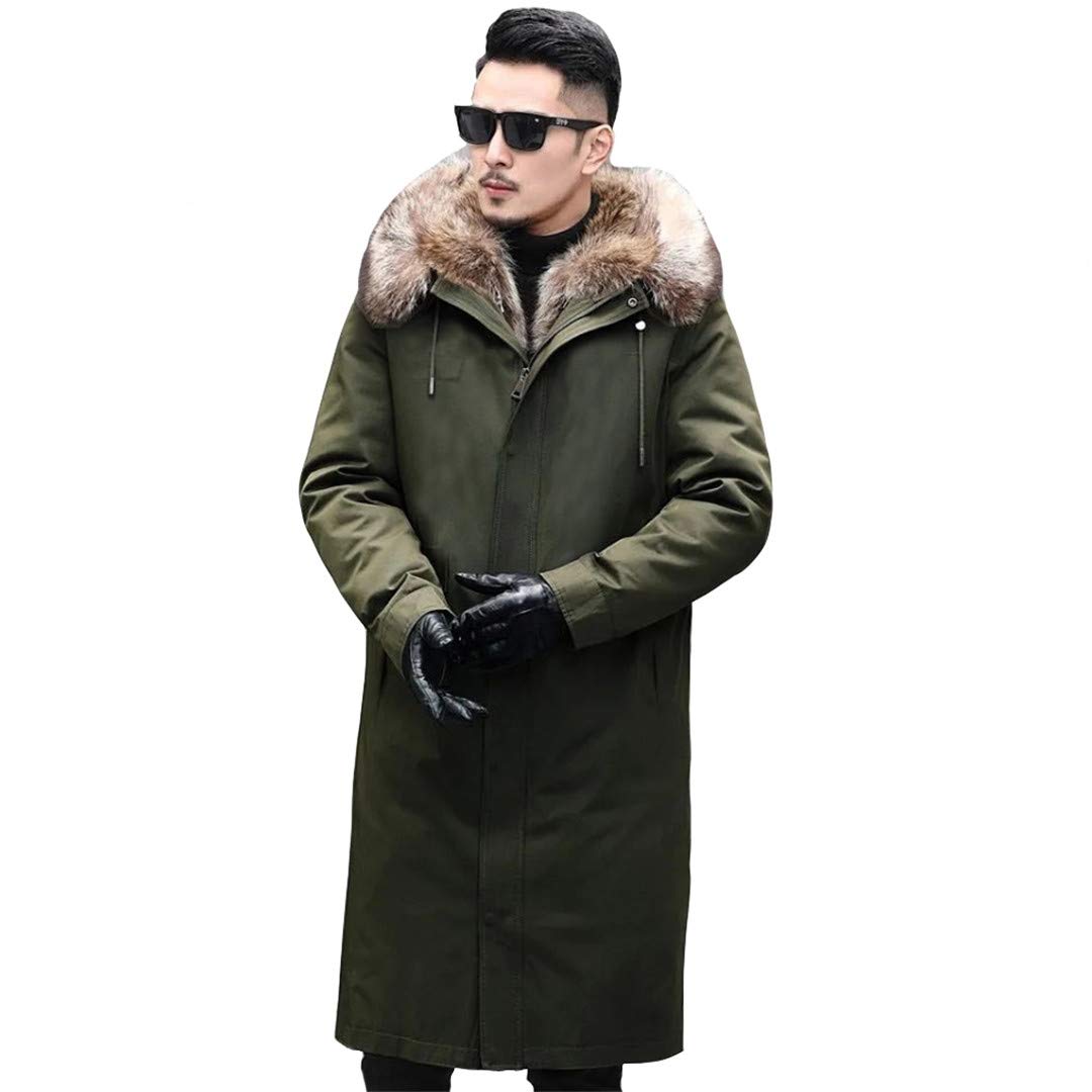 Men's Winter Long Coat with Big Faux Fur Collar - Thick Raccoon Style Parka Jacket for Extreme Cold Weather | Warm Russian Style Outerwear for Snow, Ice Fishing & Arctic Adventures